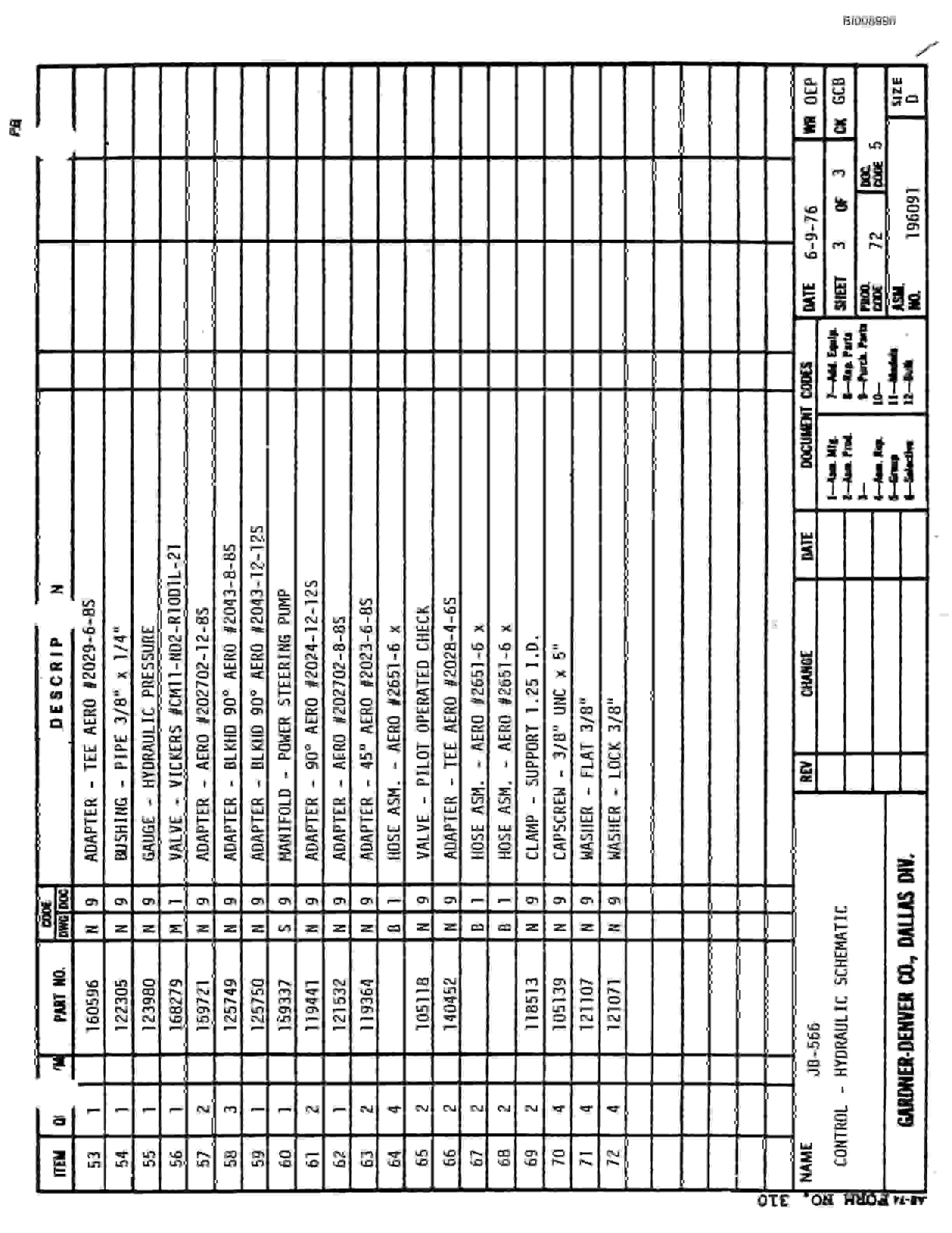 Bucyrus JB-566 Parts Catalog BI008996-3
