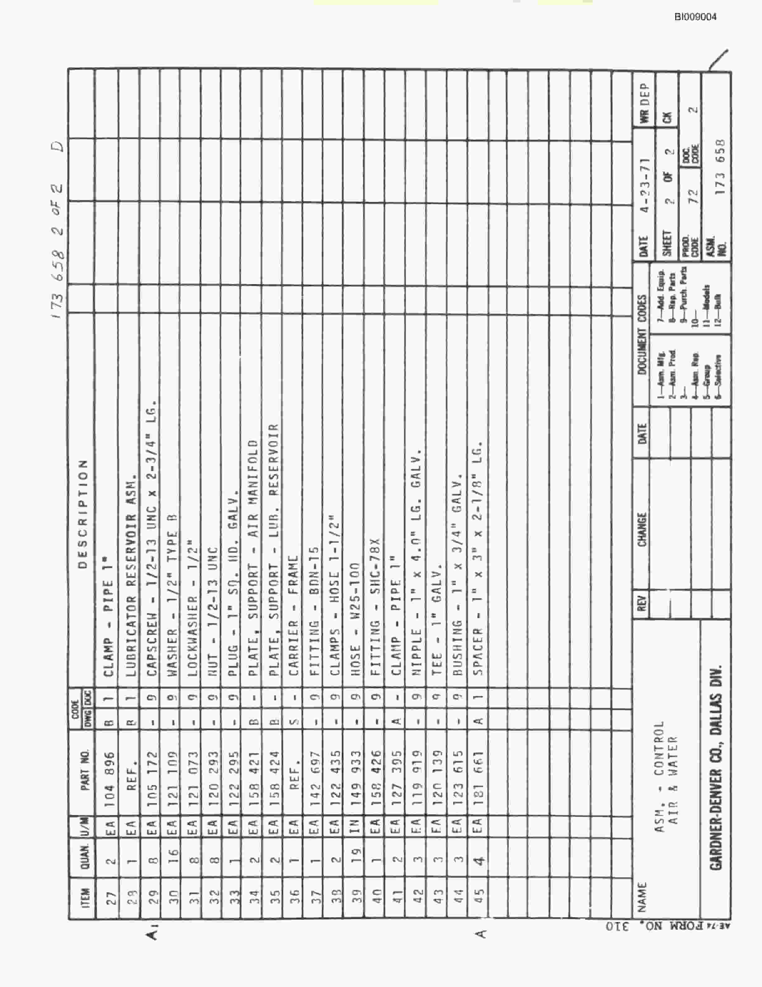 Bucyrus JB-569 Parts Catalog BI009004-4