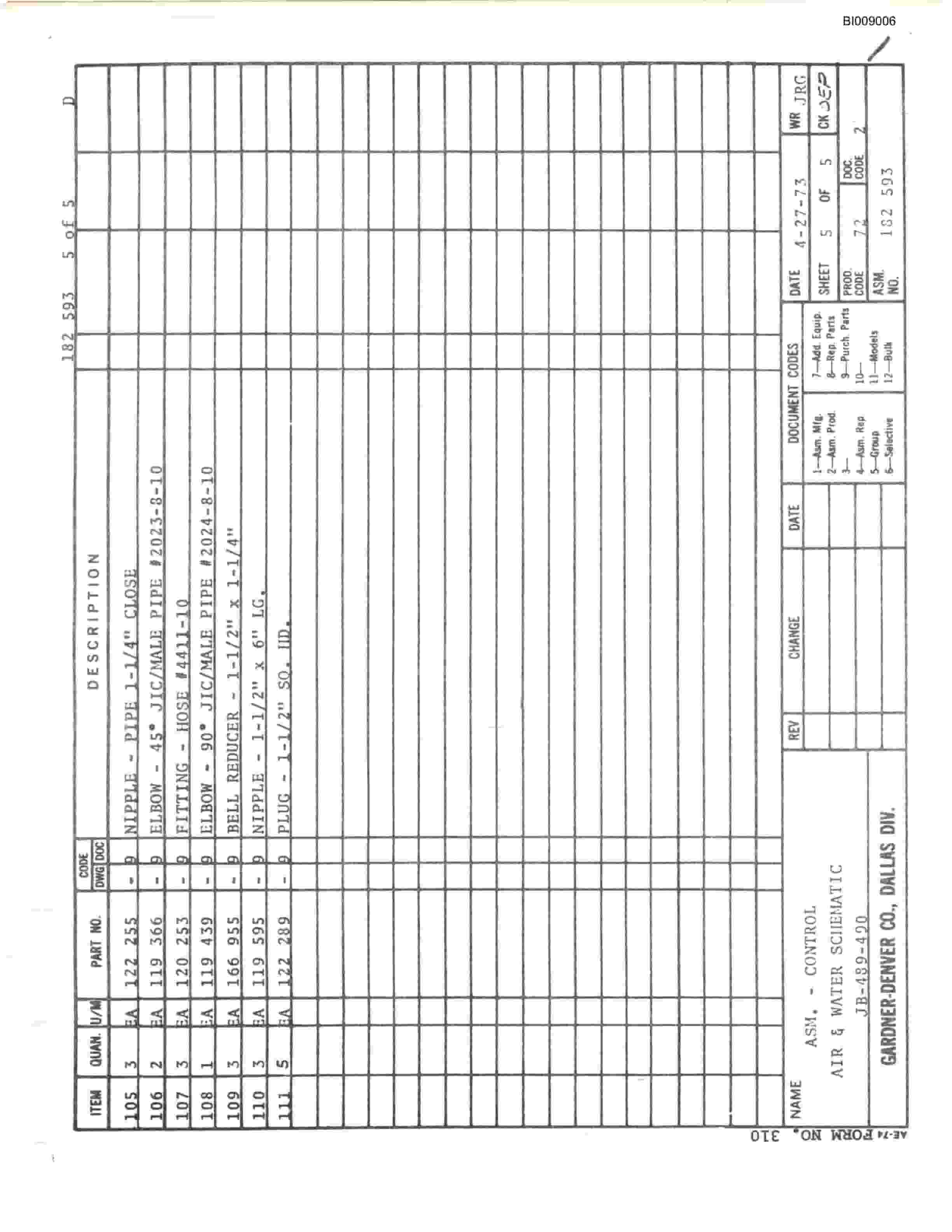 Bucyrus JB-570 Parts Catalog BI009006-5