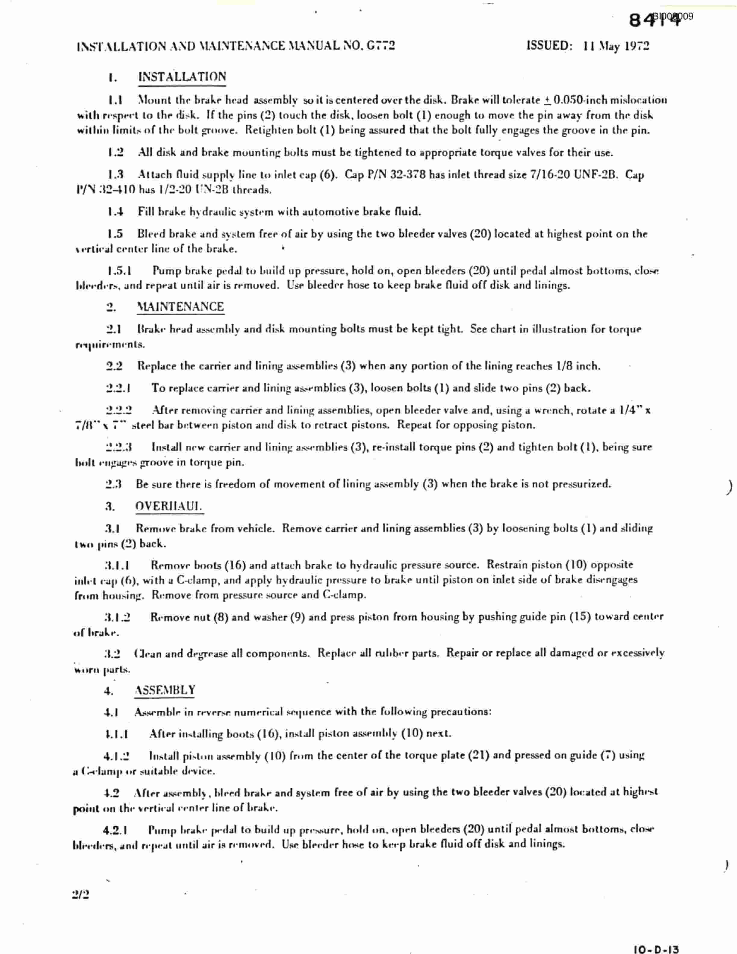Bucyrus JB-573 Parts Catalog BI009009-3