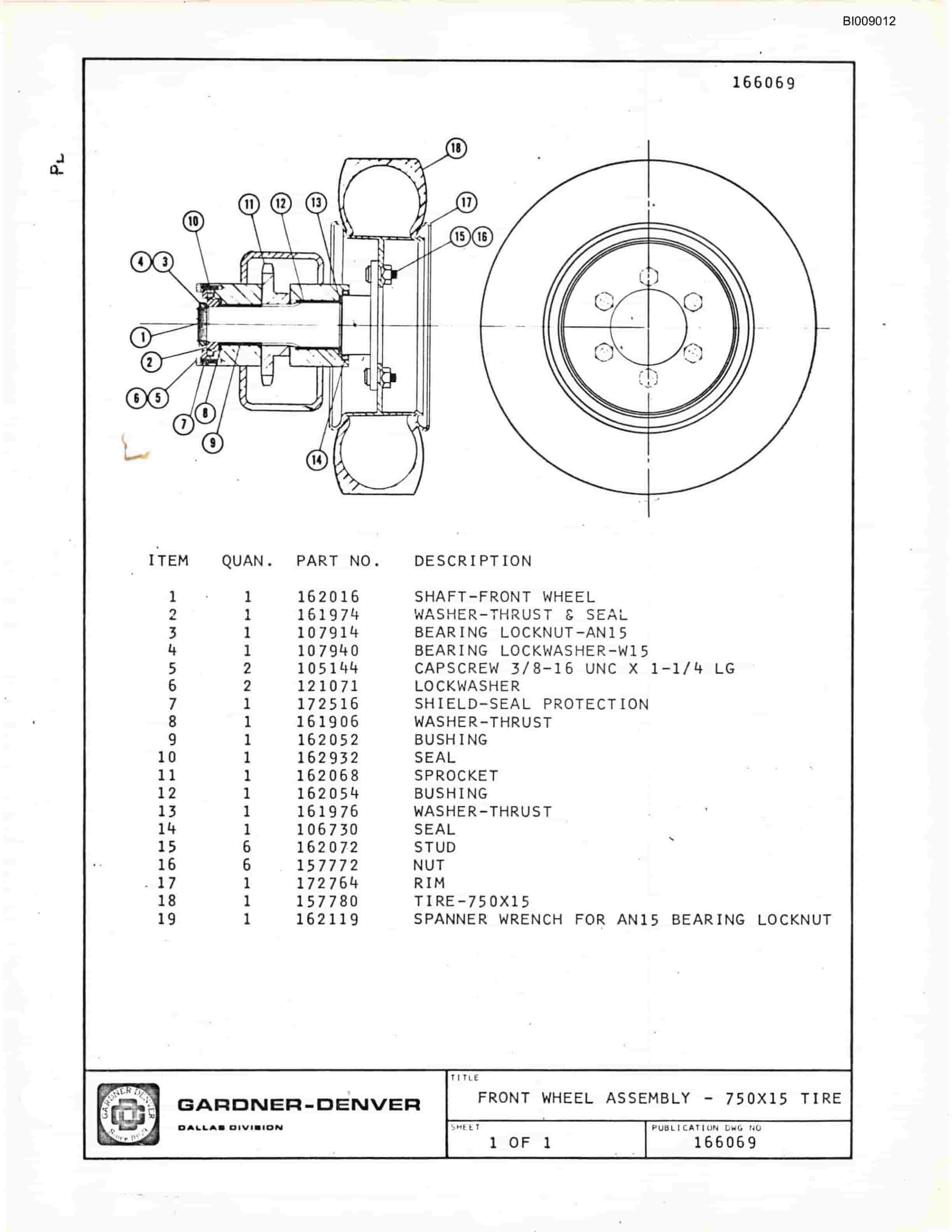 Bucyrus JB-577 Parts Catalog BI009012-2
