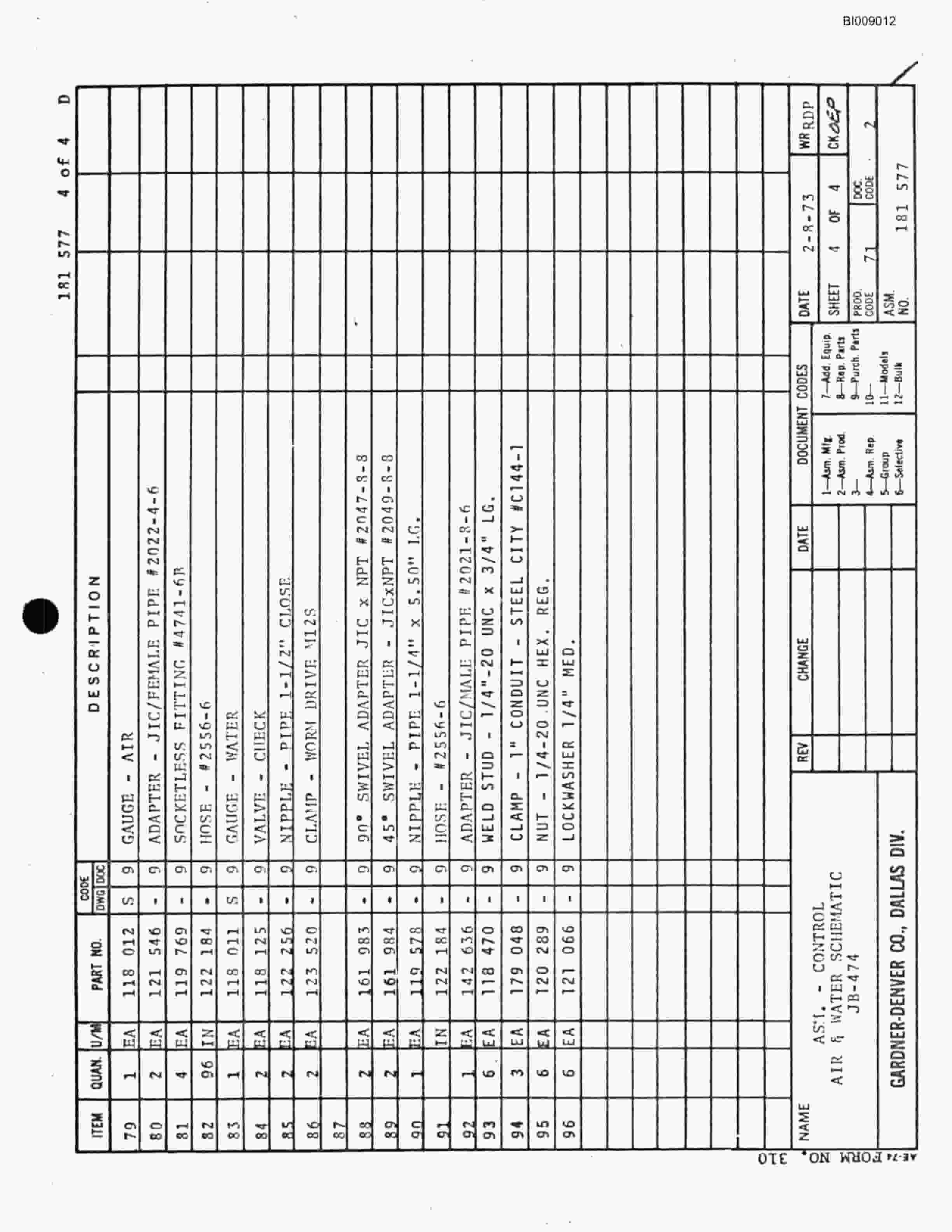Bucyrus JB-577 Parts Catalog BI009012-4