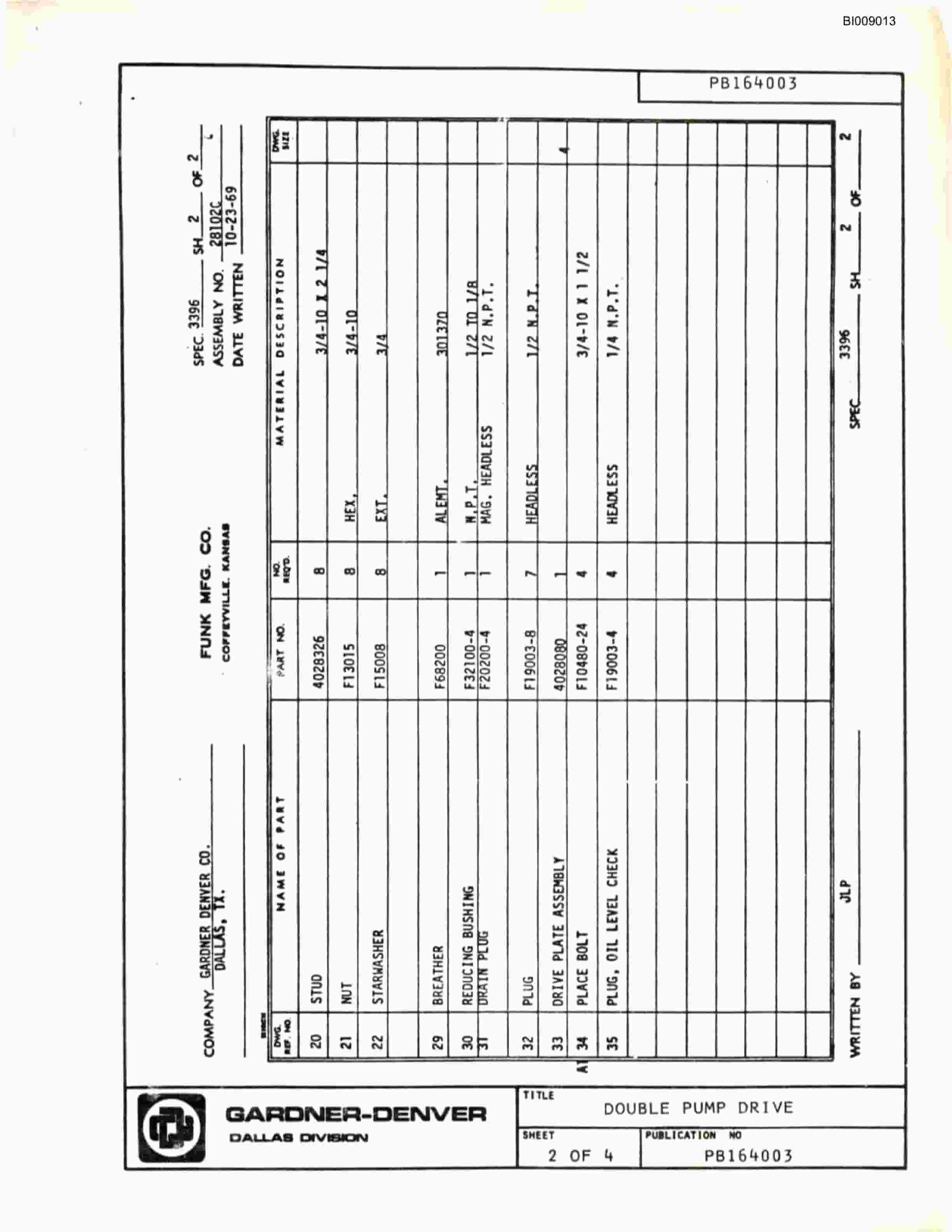 Bucyrus JB-581 Parts Catalog BI009013-3