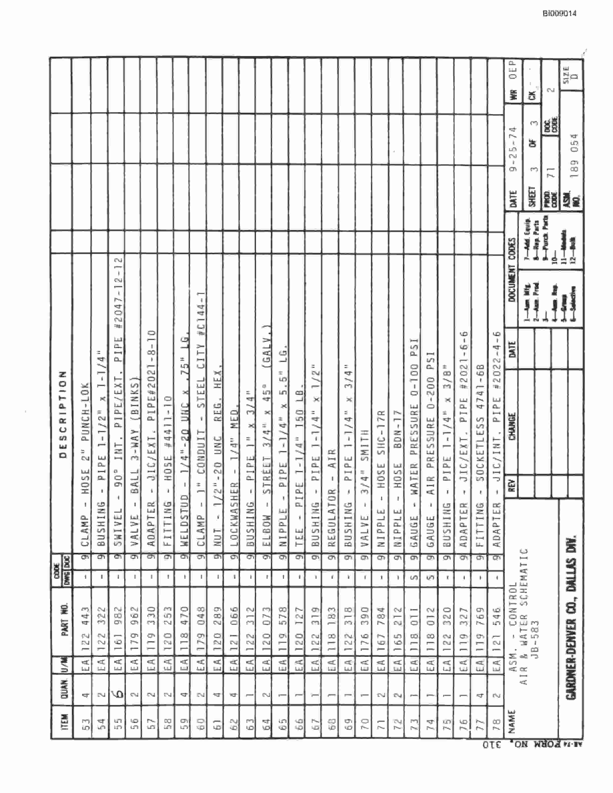 Bucyrus JB-583 Parts Catalog BI009014-4