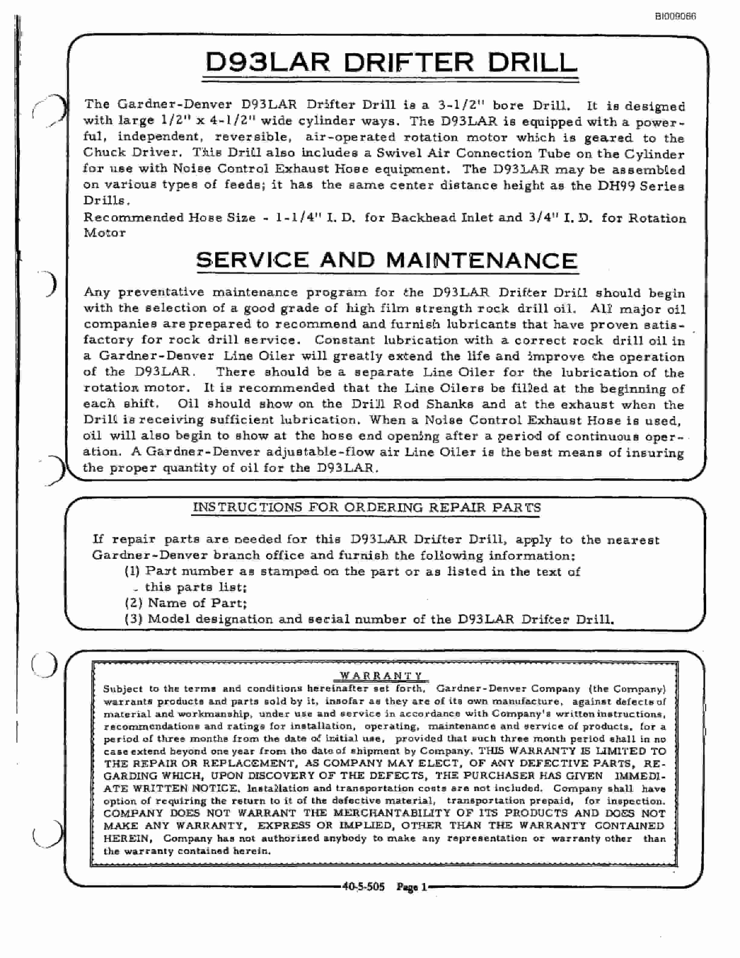 Bucyrus JB-644 Parts Catalog BI009066-5