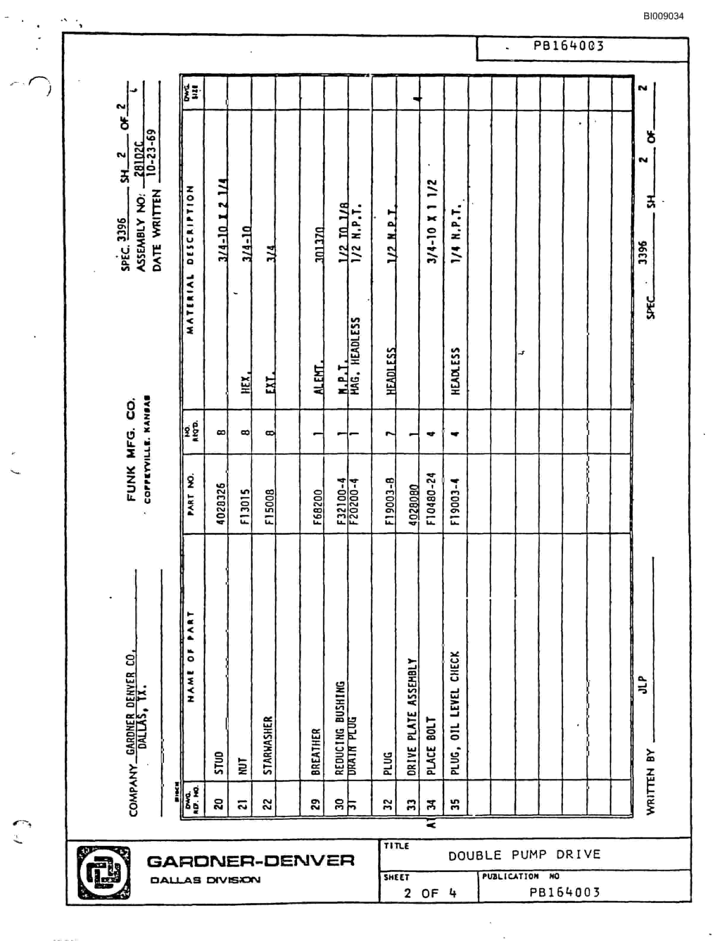 Bucyrus JB-650 Parts Catalog BI009034-3