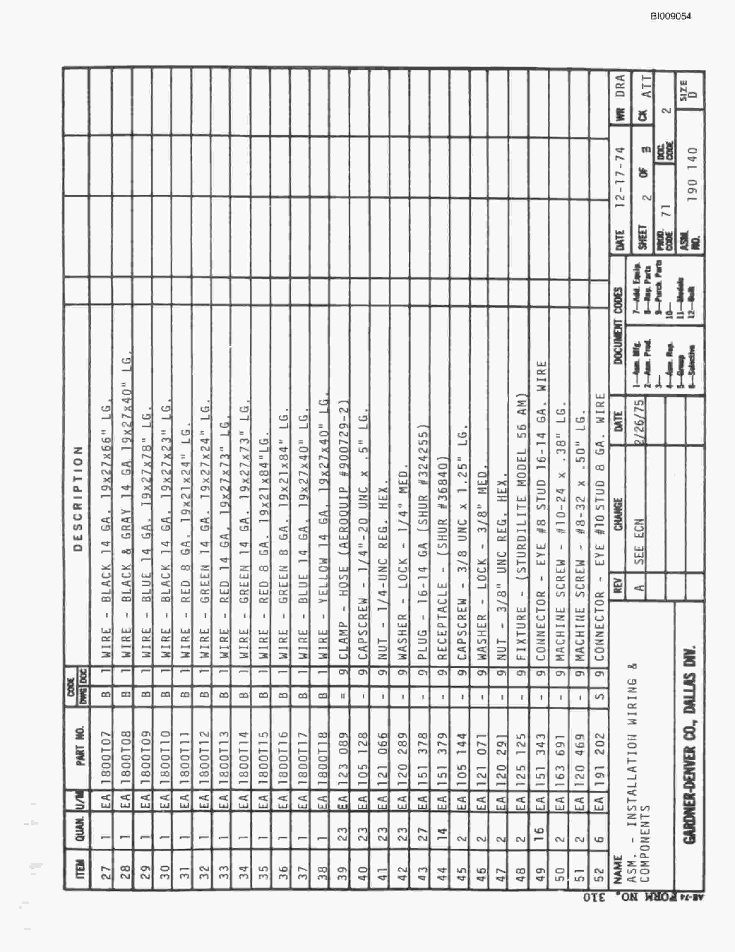 Bucyrus JB-651 Parts Catalog BI009054-3
