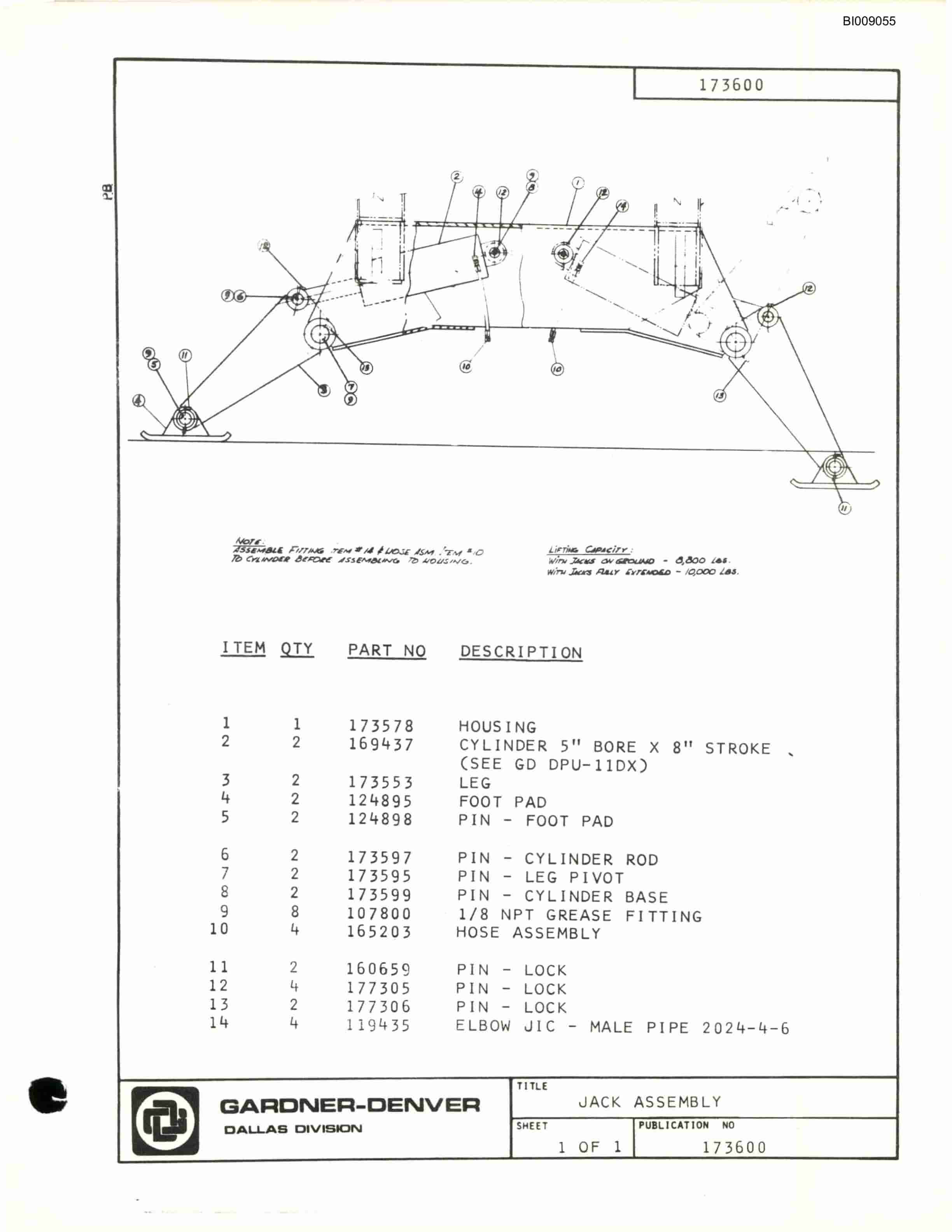 Bucyrus JB-652 Parts Catalog BI009055-3