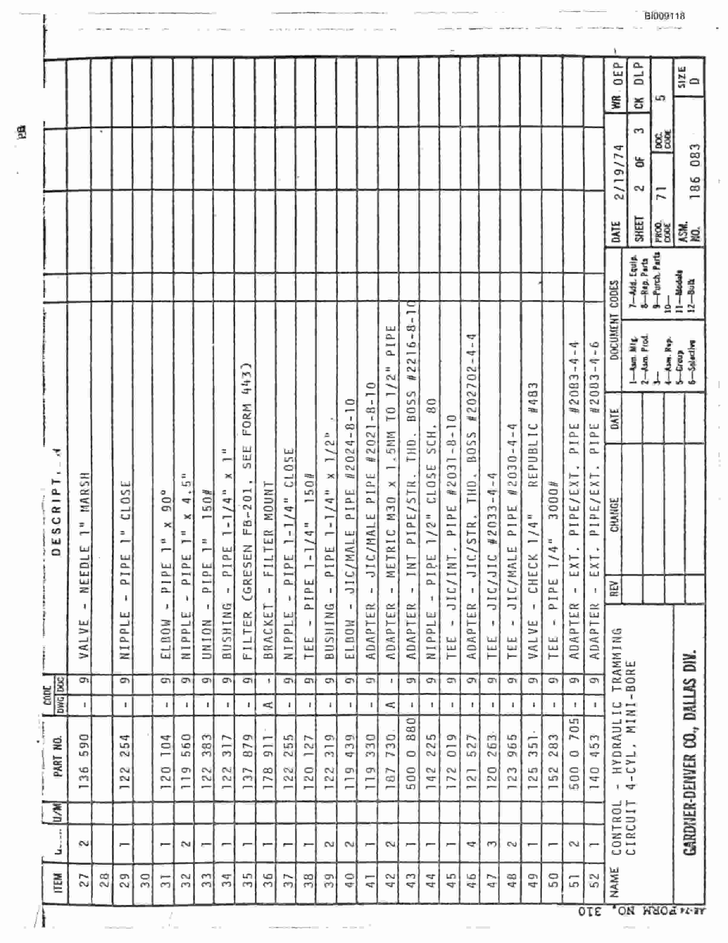 Bucyrus JB-672 Parts Catalog BI009118-2