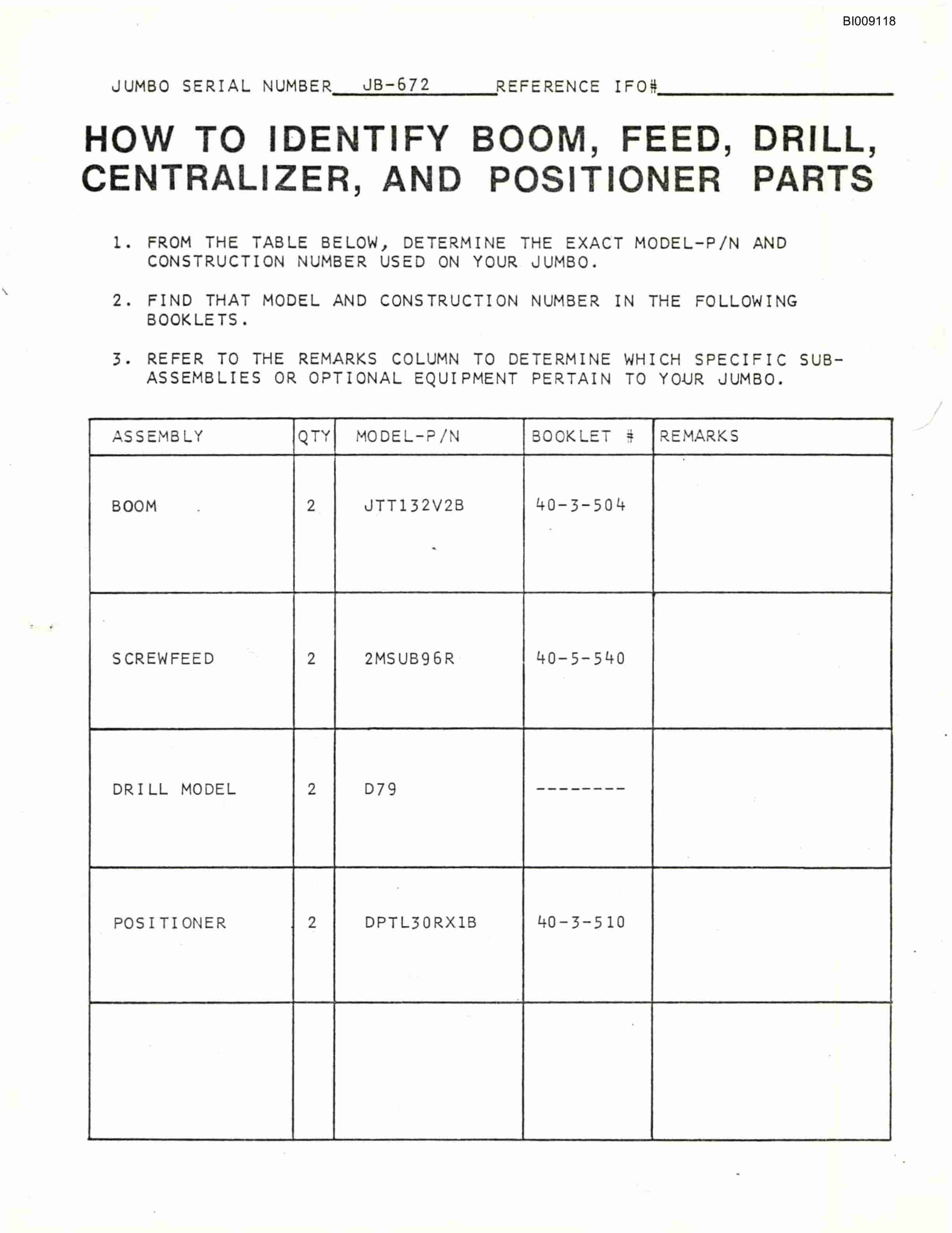 Bucyrus JB-672 Parts Catalog BI009118-4