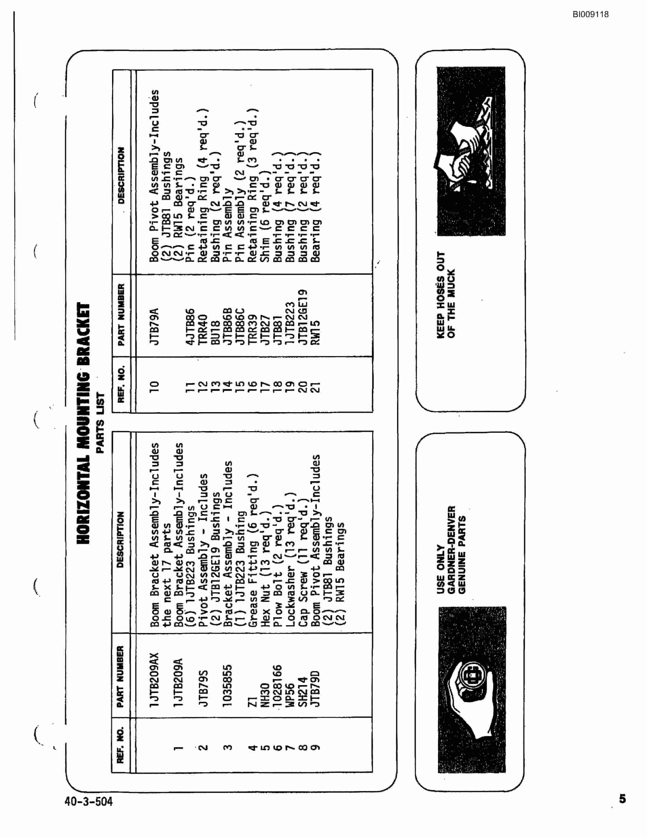 Bucyrus JB-672 Parts Catalog BI009118-5