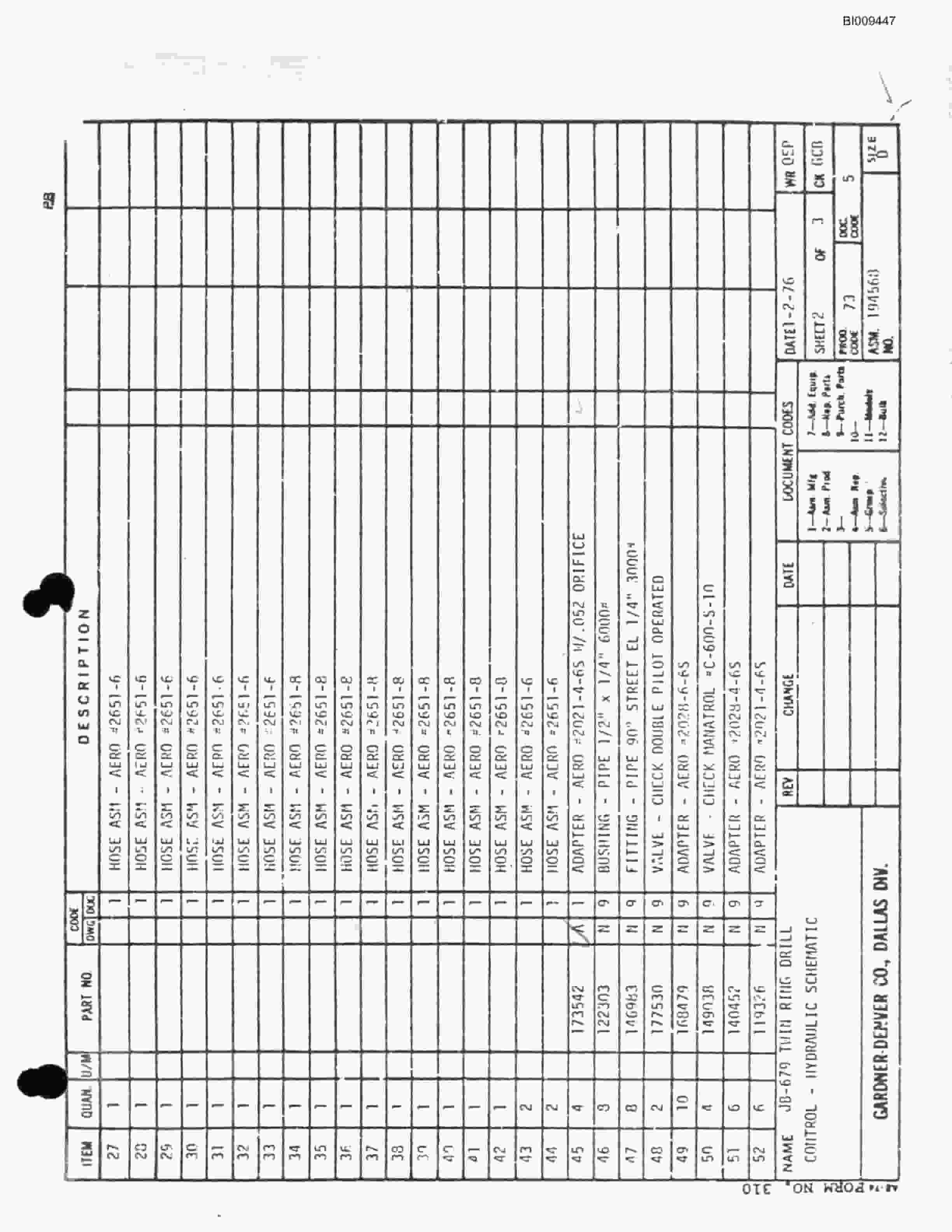 Bucyrus JB-679 Parts Catalog BI009447-2