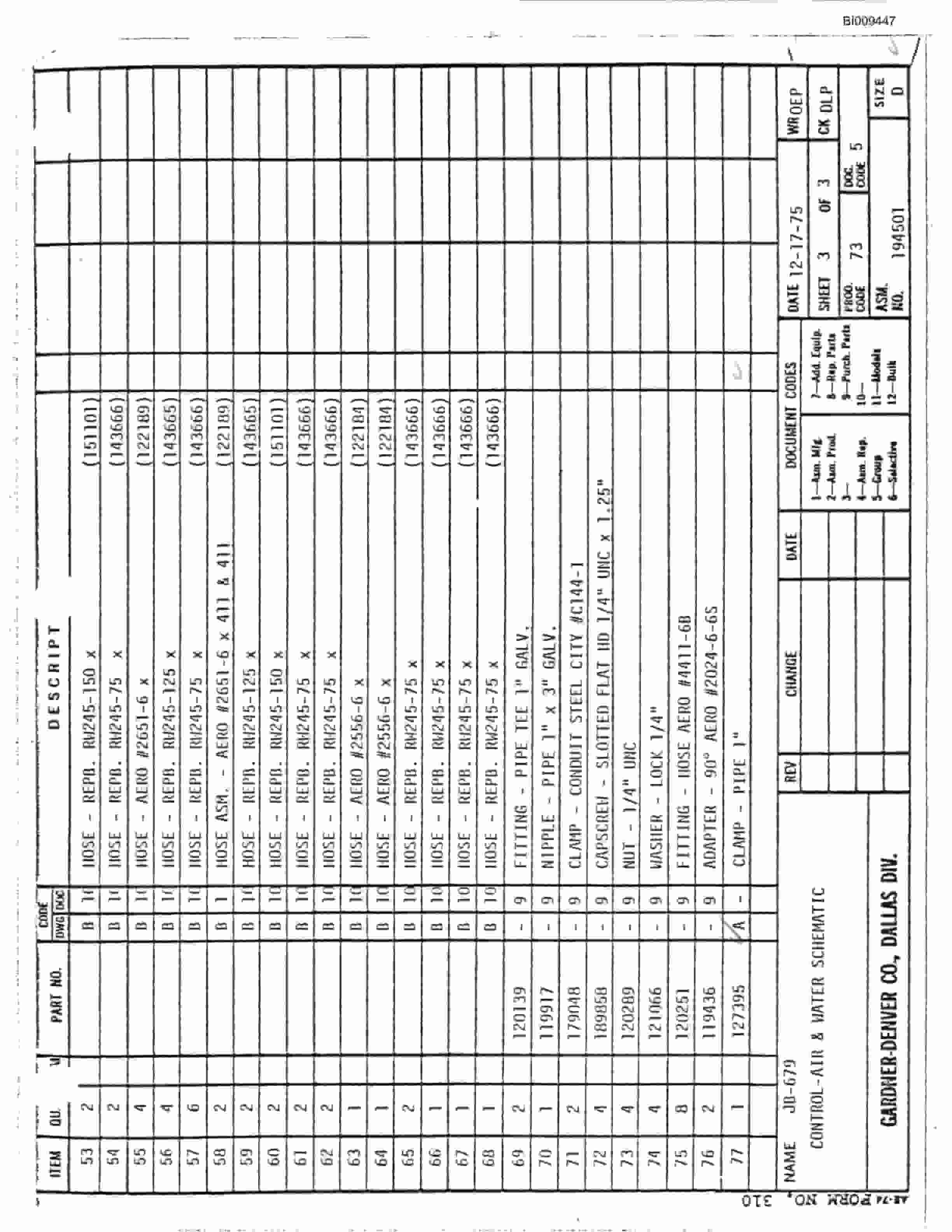 Bucyrus JB-679 Parts Catalog BI009447-3