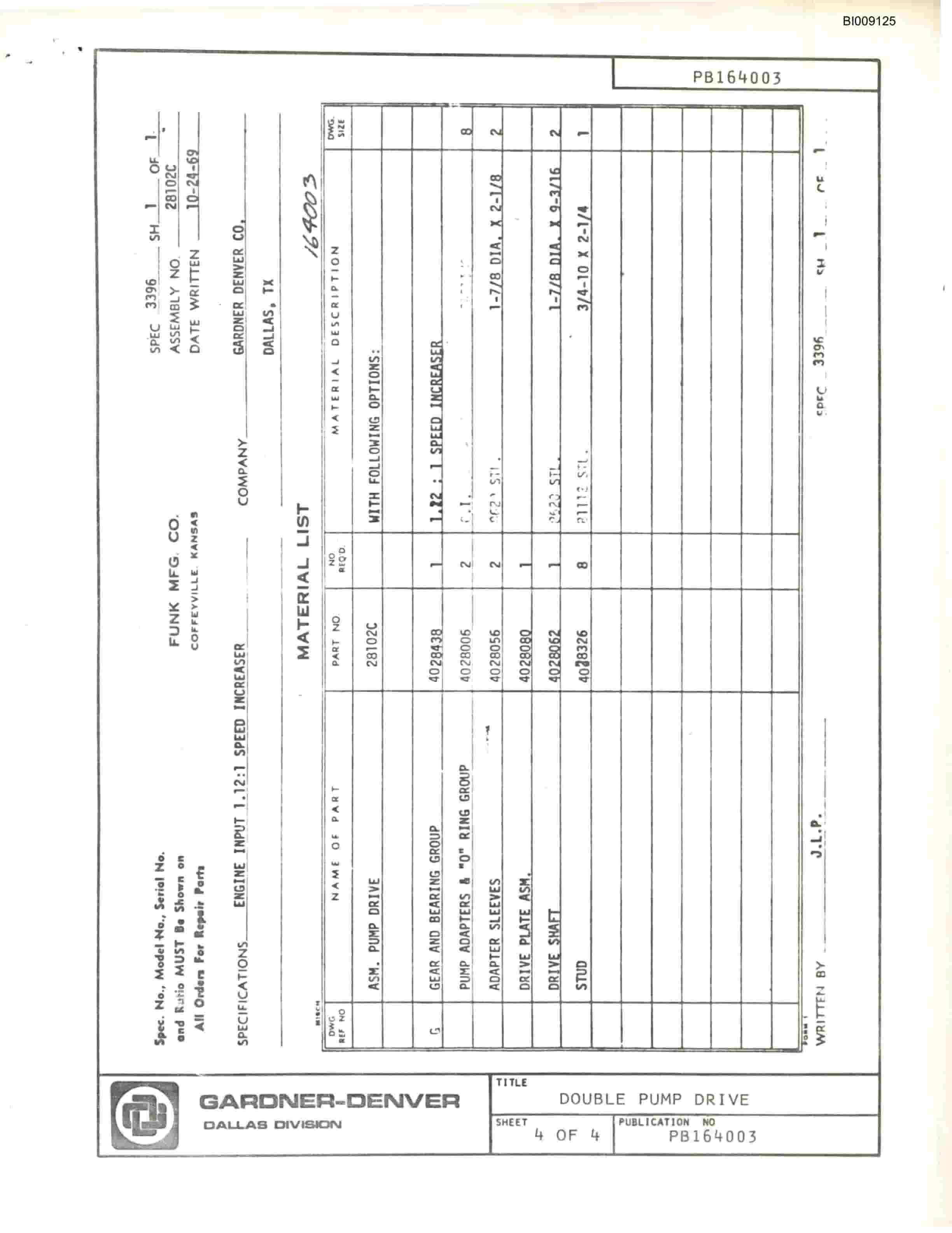 Bucyrus JB-694, JB-695 Parts Catalog BI009125-4