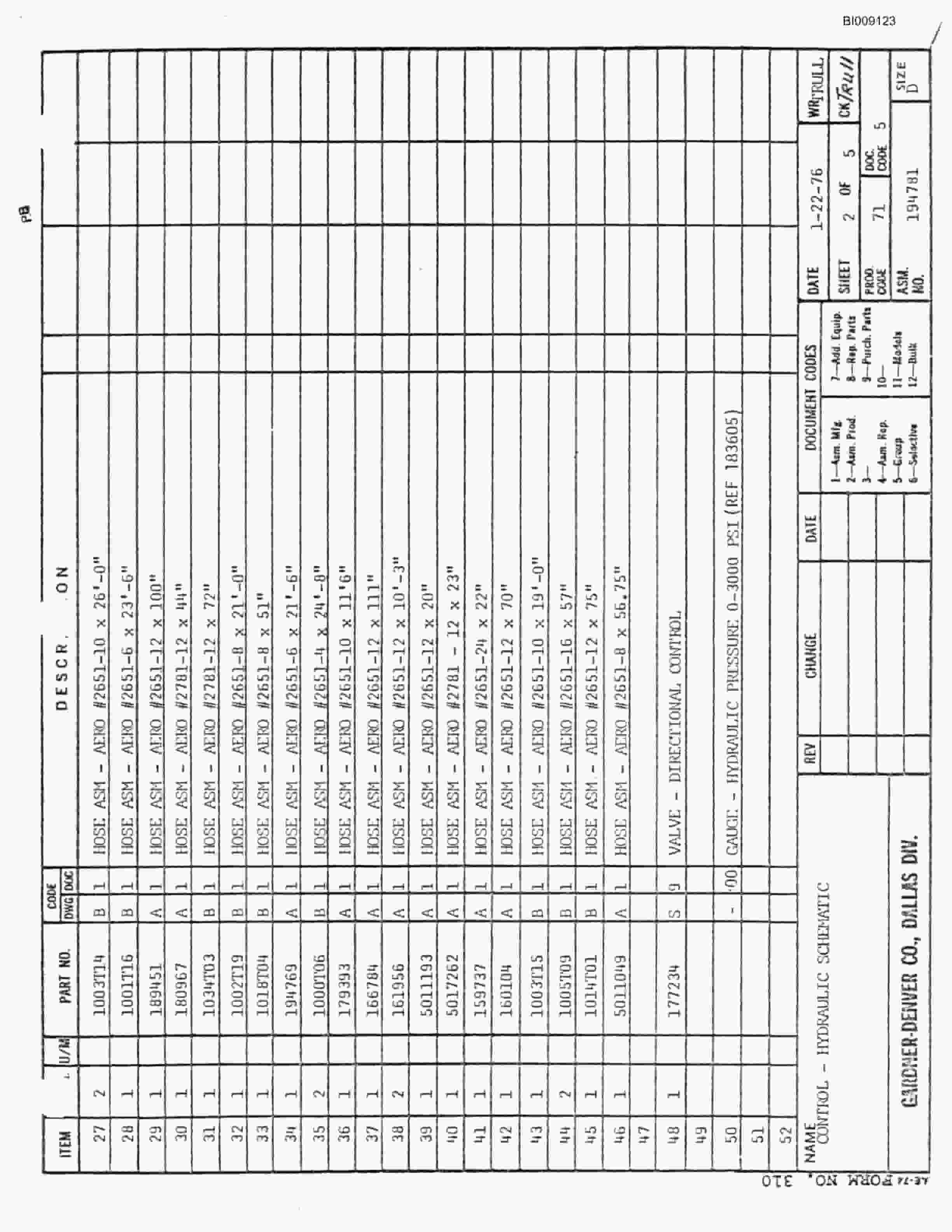 Bucyrus JB-695 Parts Catalog BI009123-2