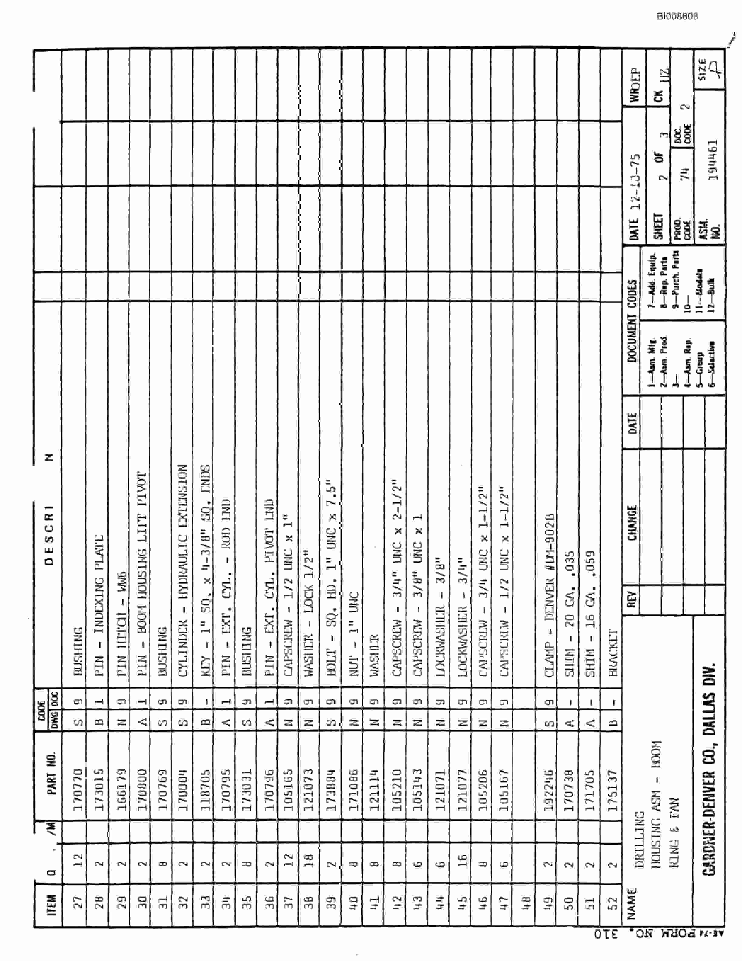 Bucyrus JB-701, JB-702 Parts Catalog BI008808-5