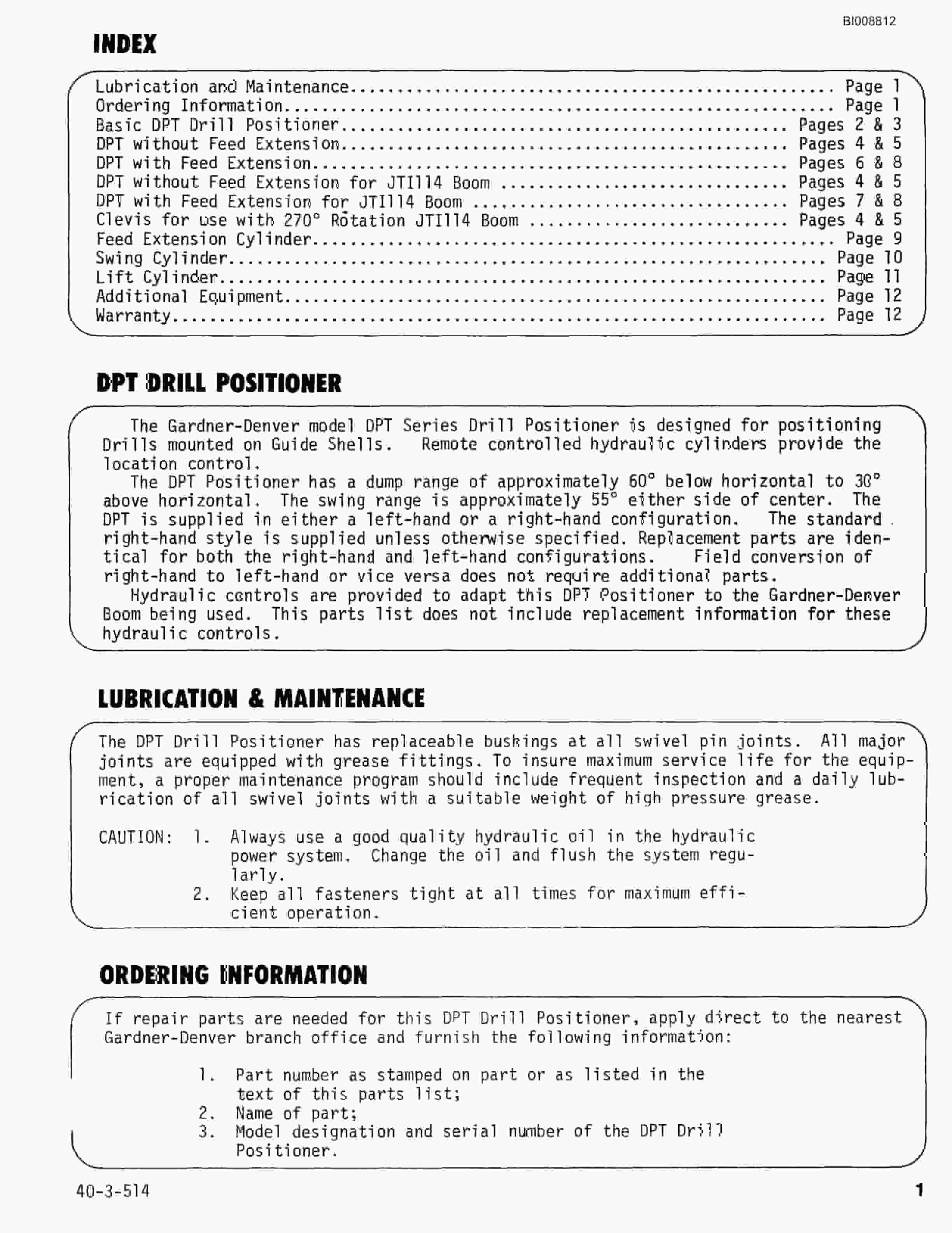 Bucyrus JB-714 Parts Catalog BI008812-5