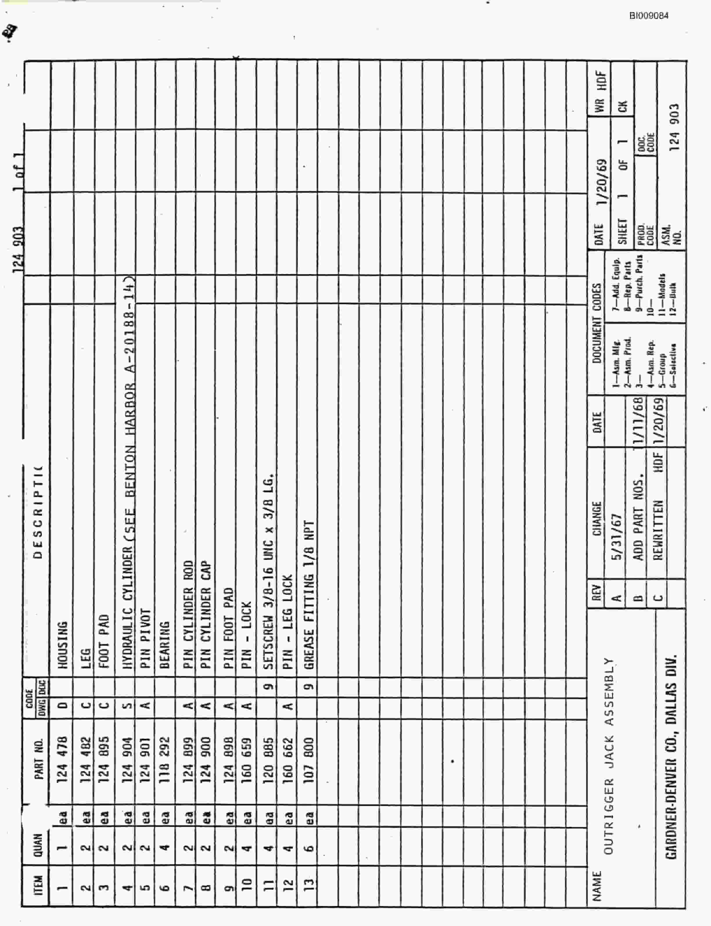 Bucyrus JB-733 Parts Catalog BI009084-5