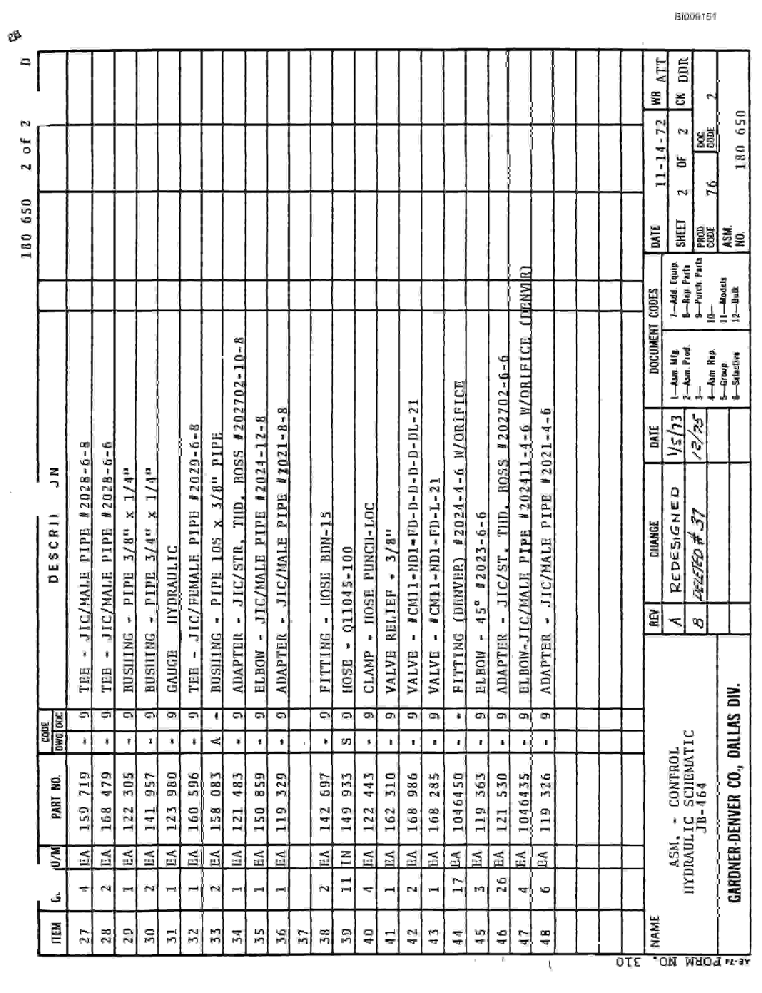 Bucyrus JB-738 Parts Catalog BI009151-3
