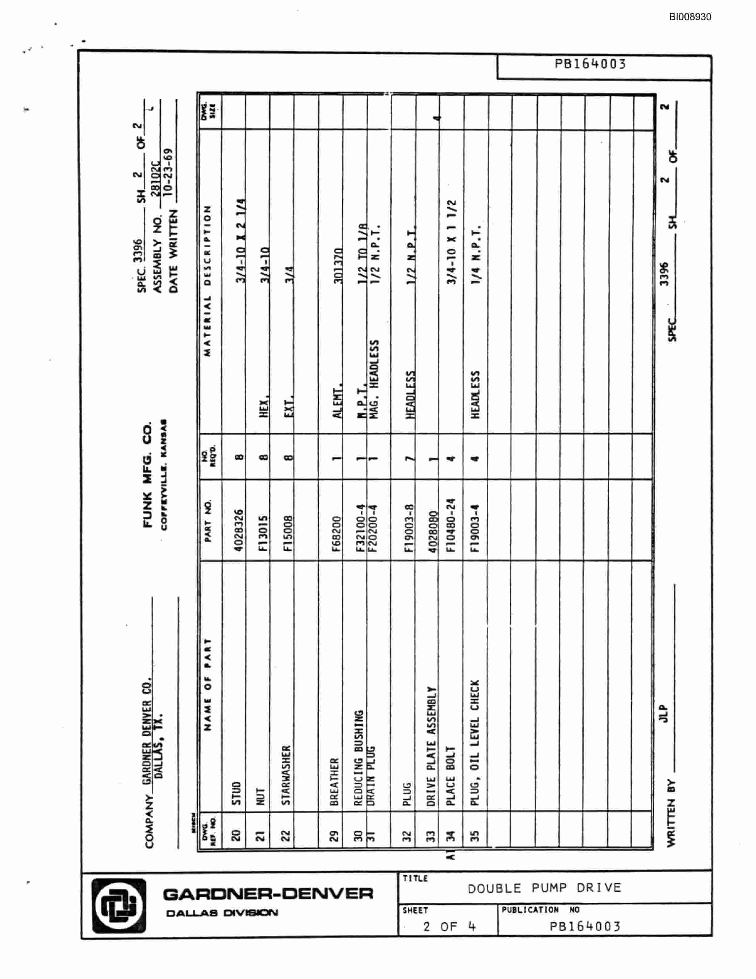 Bucyrus JB-743 Parts Catalog BI008930-4