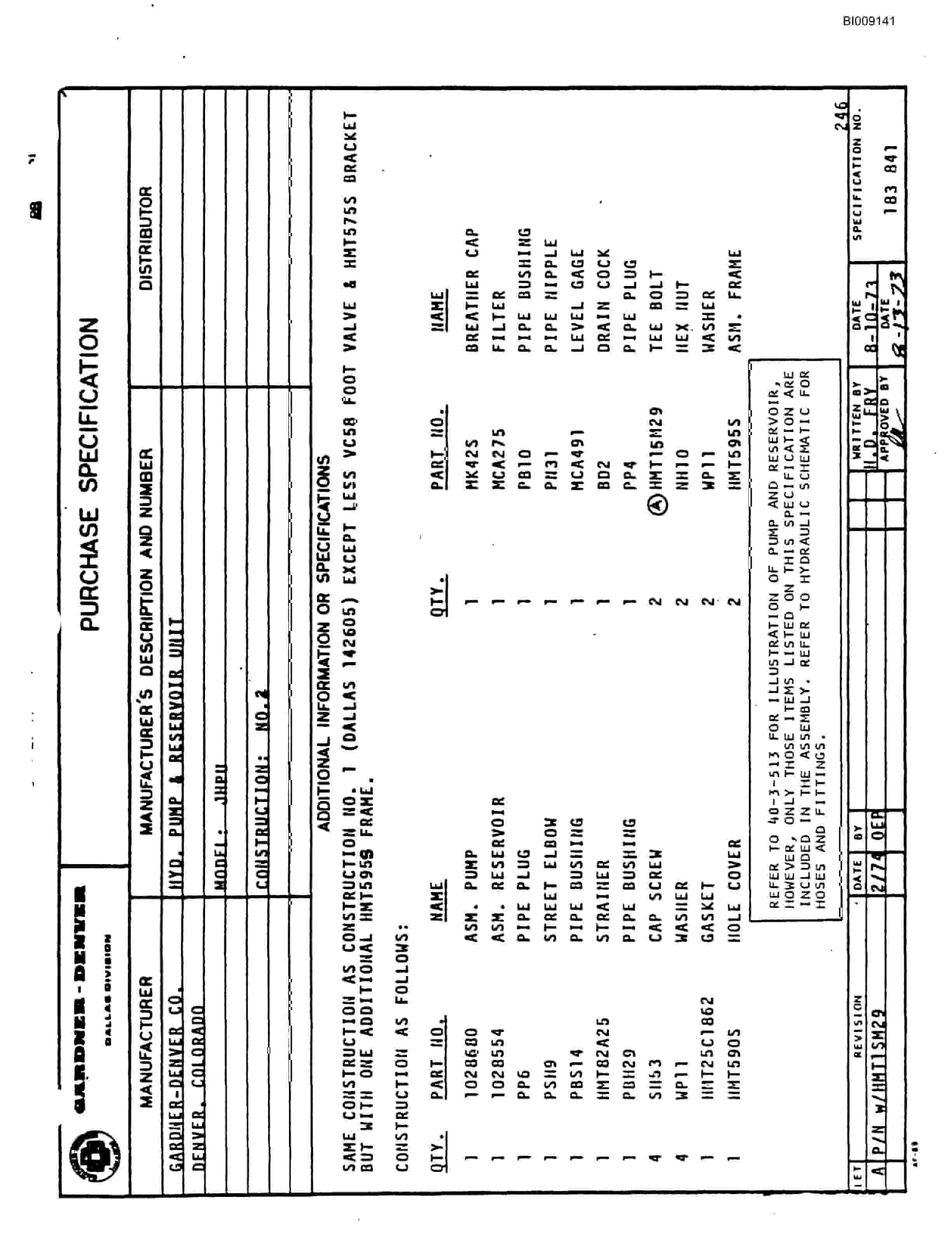Bucyrus JB-753, JB-754 Parts Catalog BI009141-5