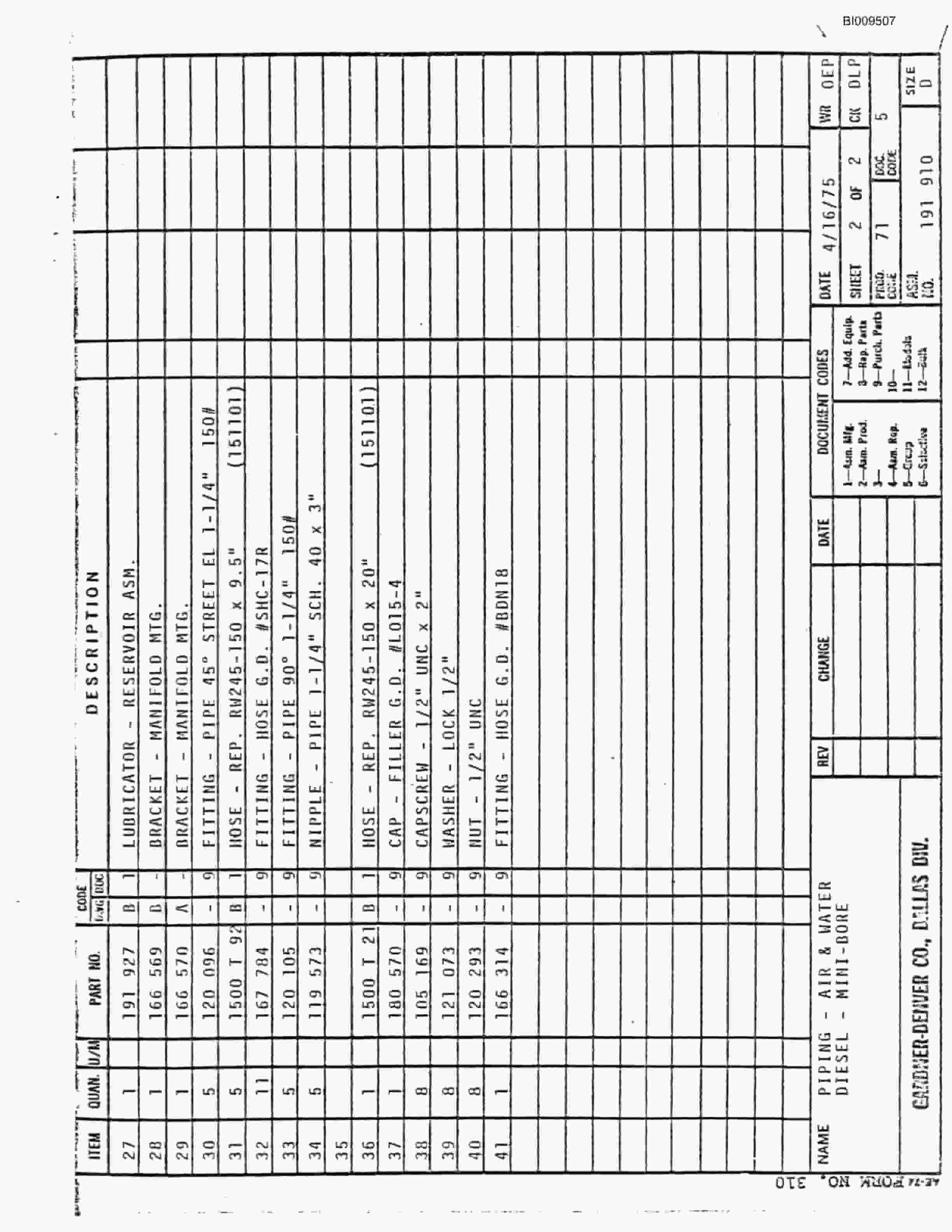 Bucyrus JB-761, JB-762 Parts Catalog BI009507-2