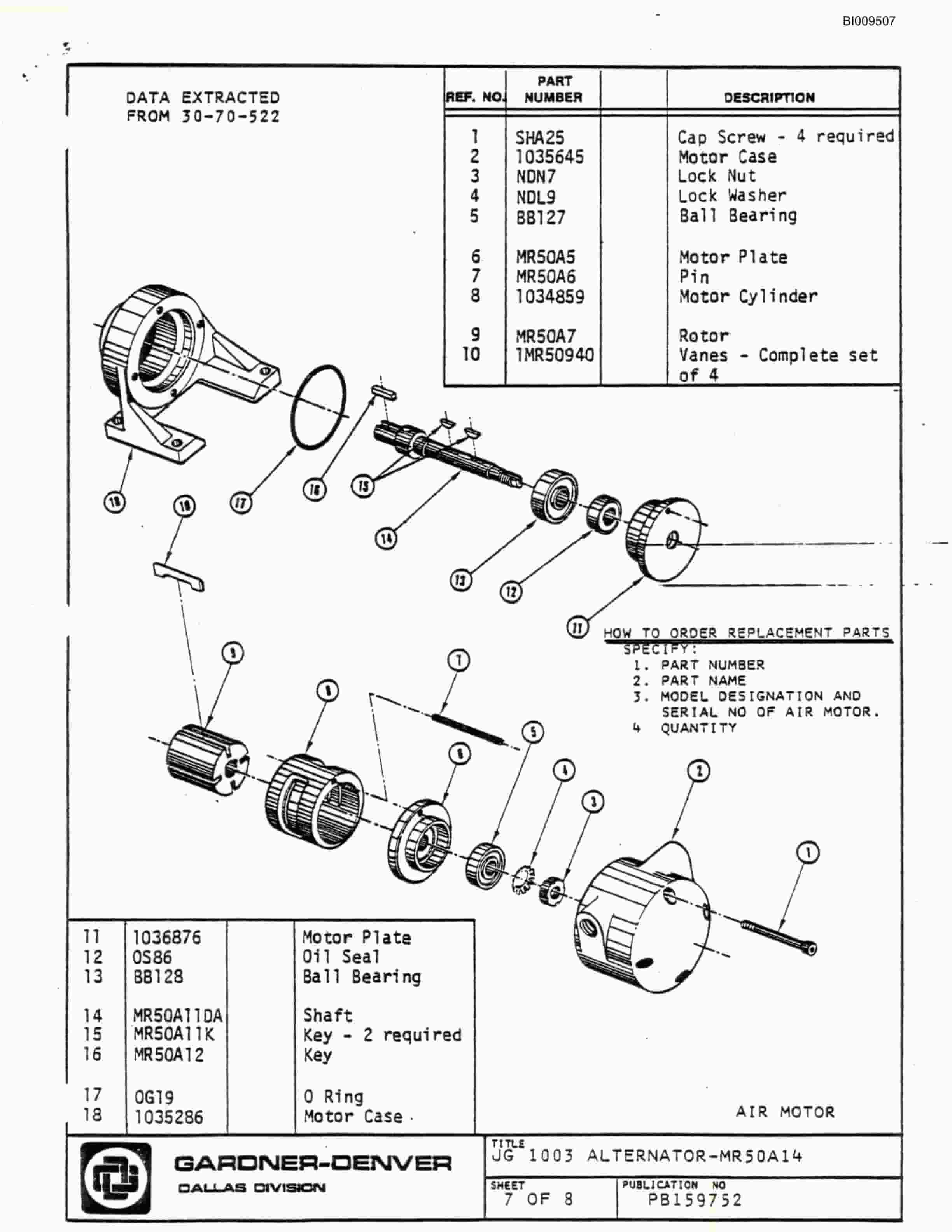 Bucyrus JB-761, JB-762 Parts Catalog BI009507-3