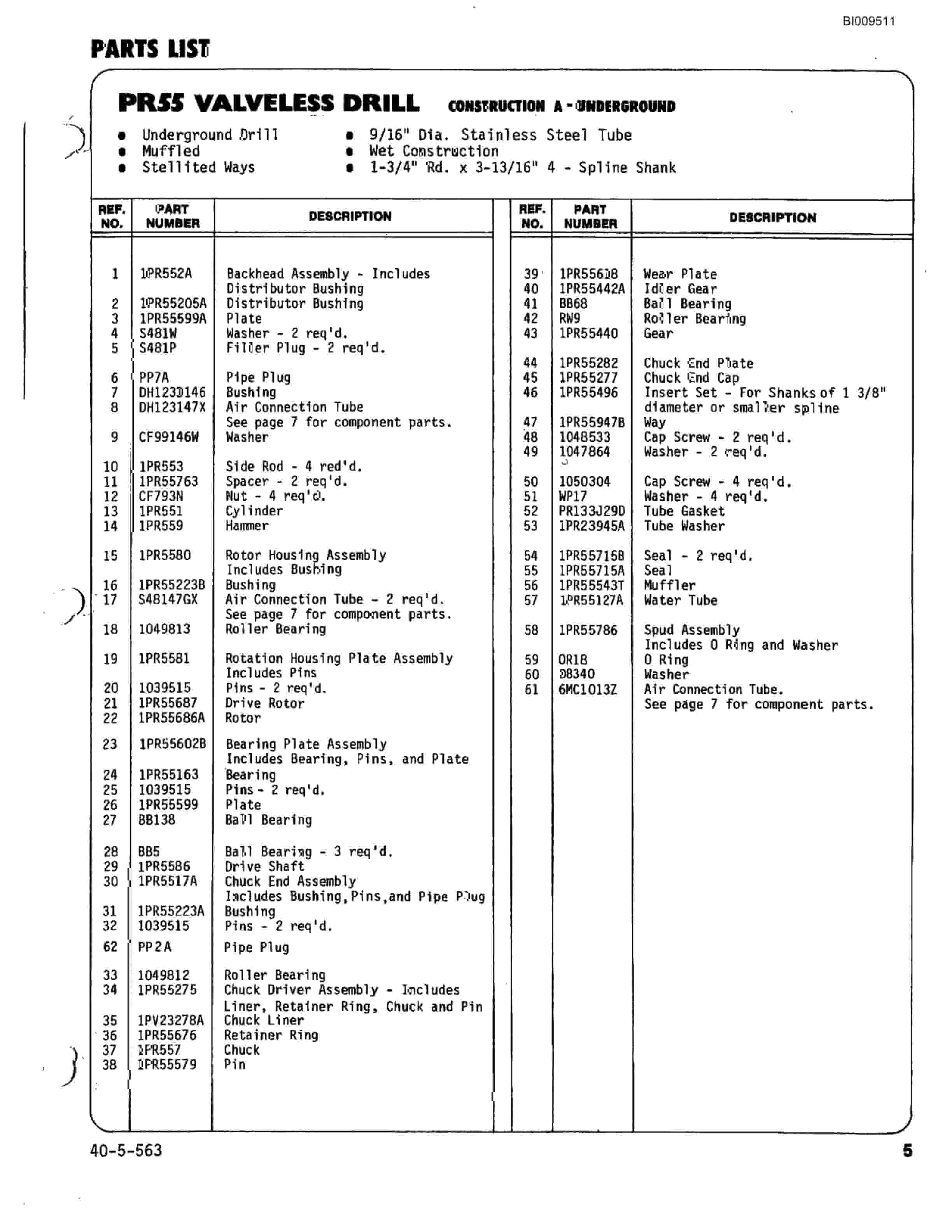 Bucyrus JB-765, JB-766 Parts Catalog BI009511-4