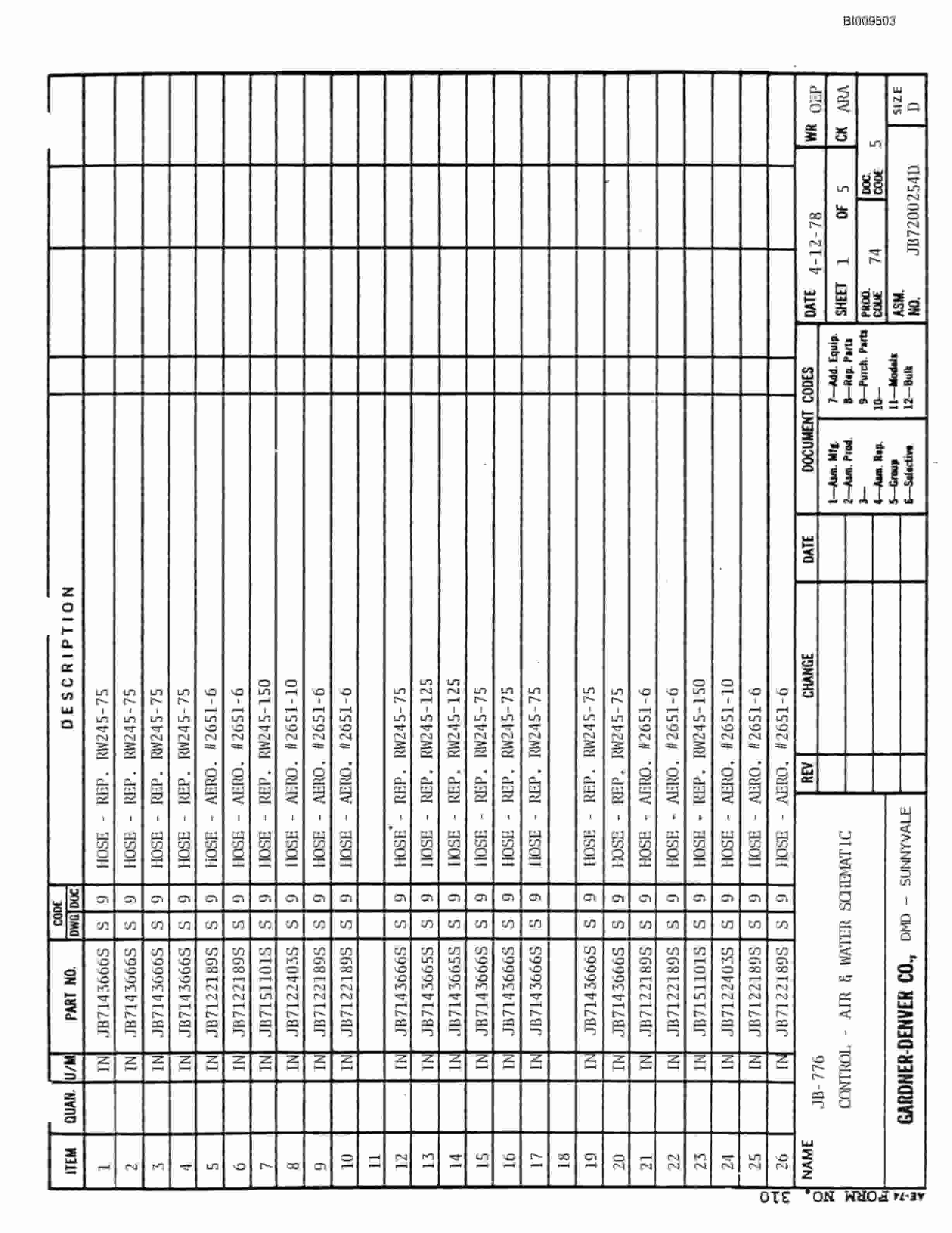 Bucyrus JB-776 Parts Catalog BI009503-4