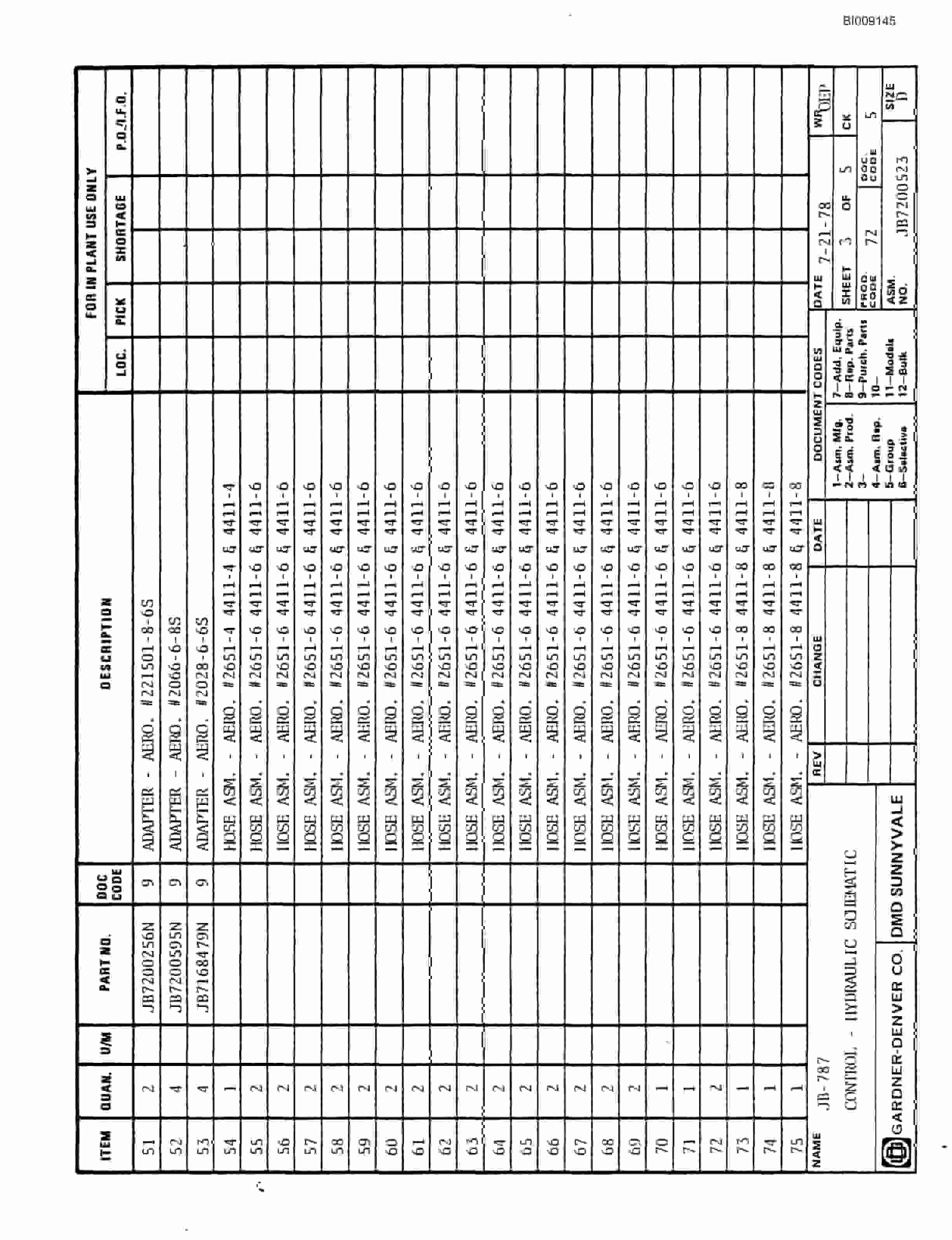 Bucyrus JB-787 Parts Catalog BI009145-5