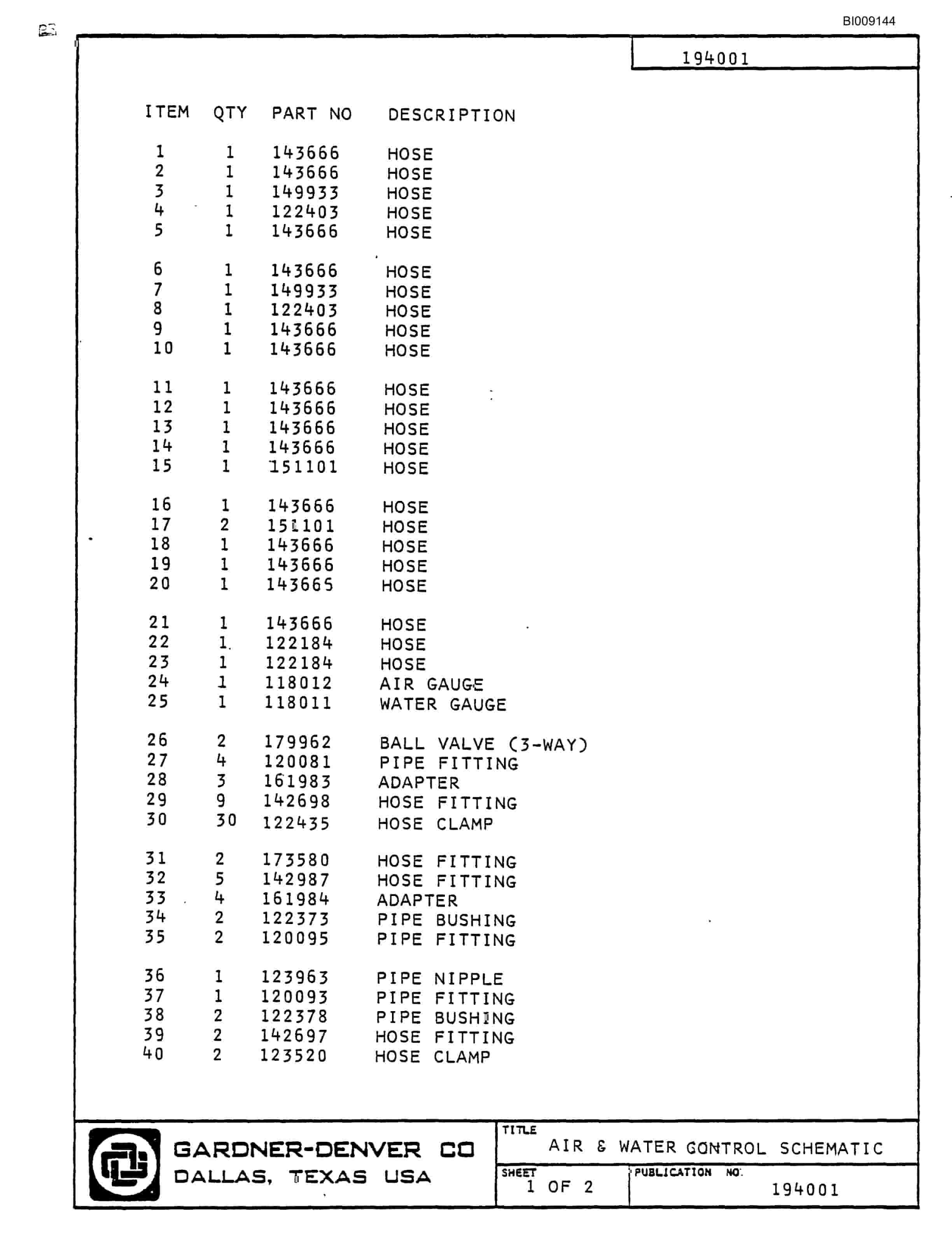 Bucyrus JB-794 Parts Catalog BI009144-5