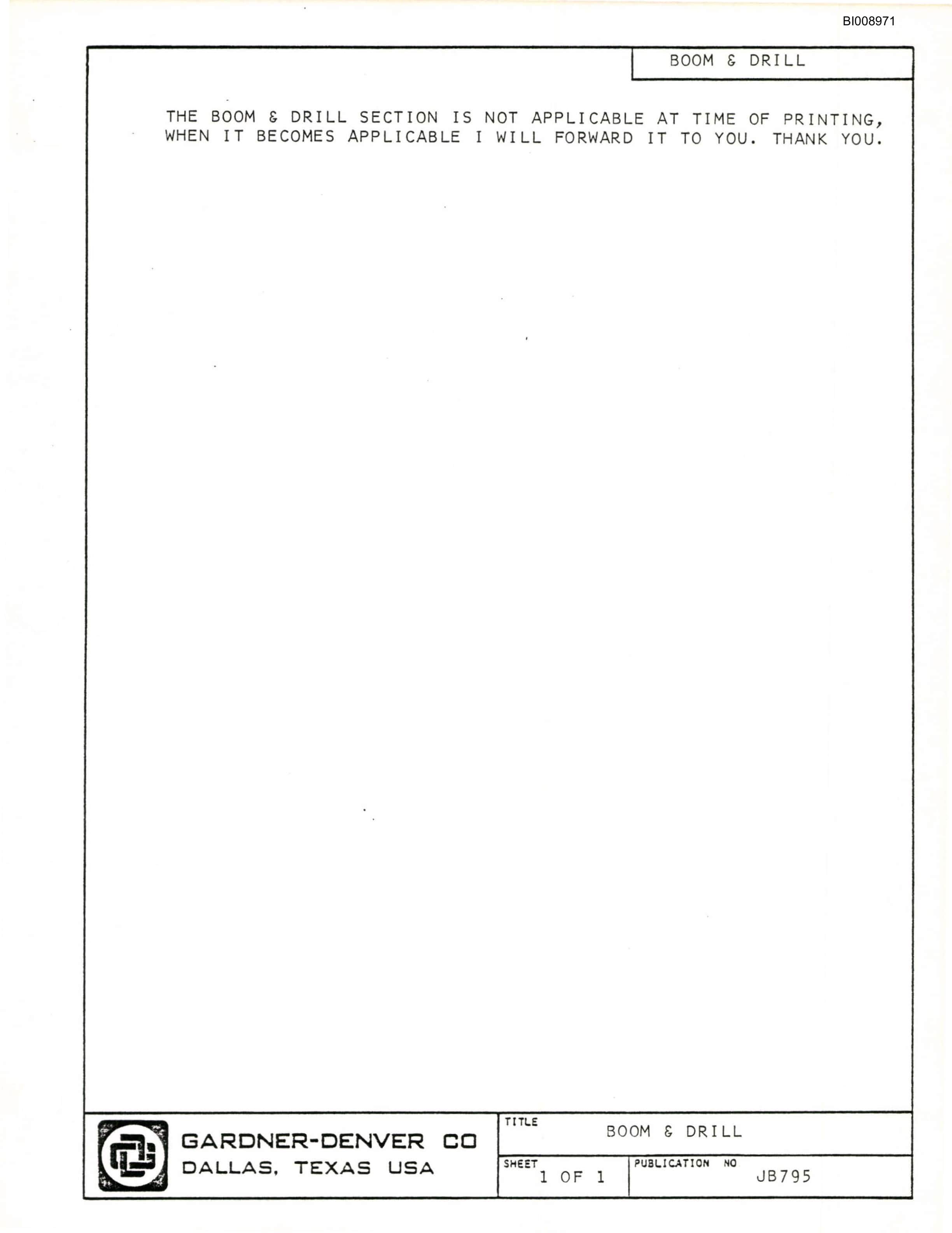 Bucyrus JB-795 Parts Catalog BI008971-4