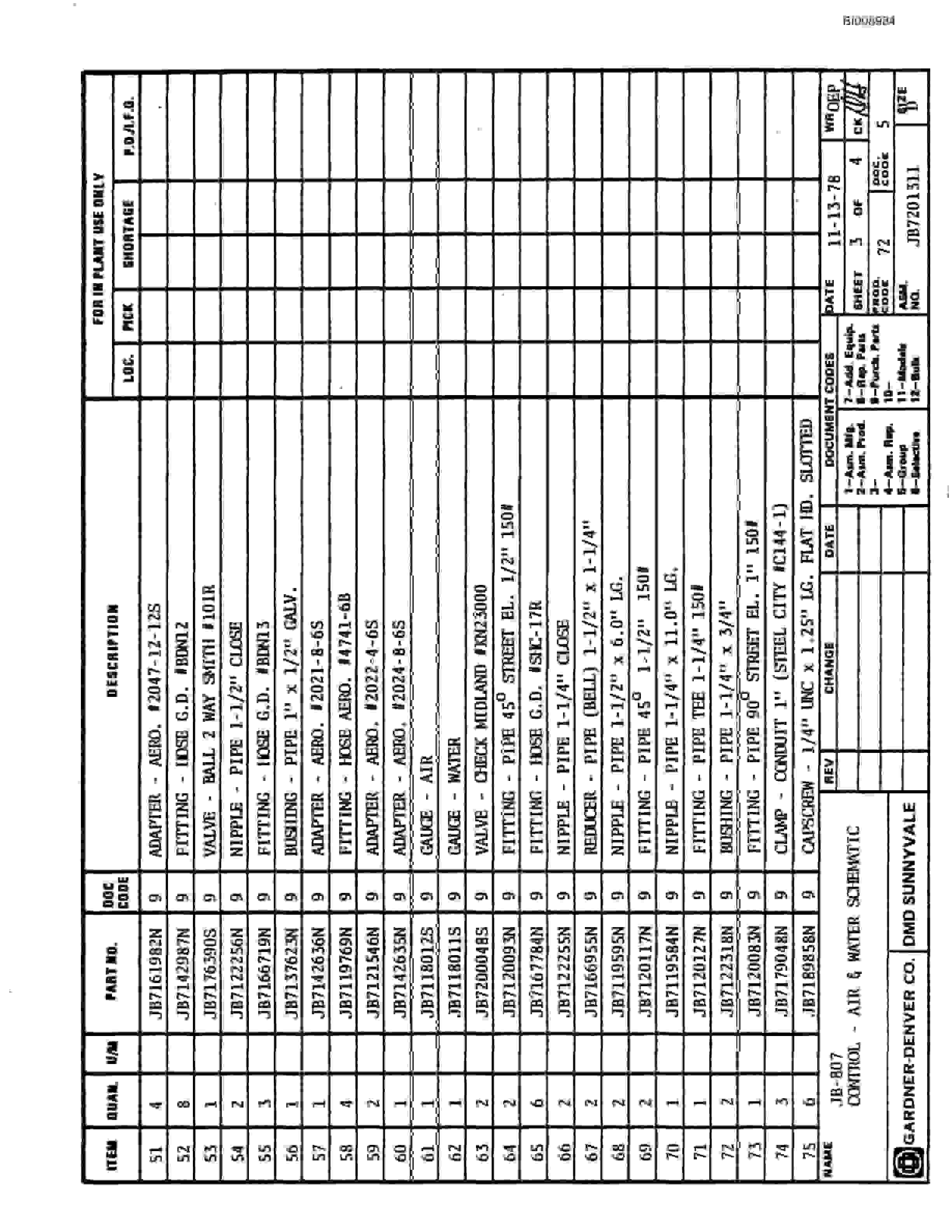 Bucyrus JB-796, JB-807 Parts Catalog BI008984-2