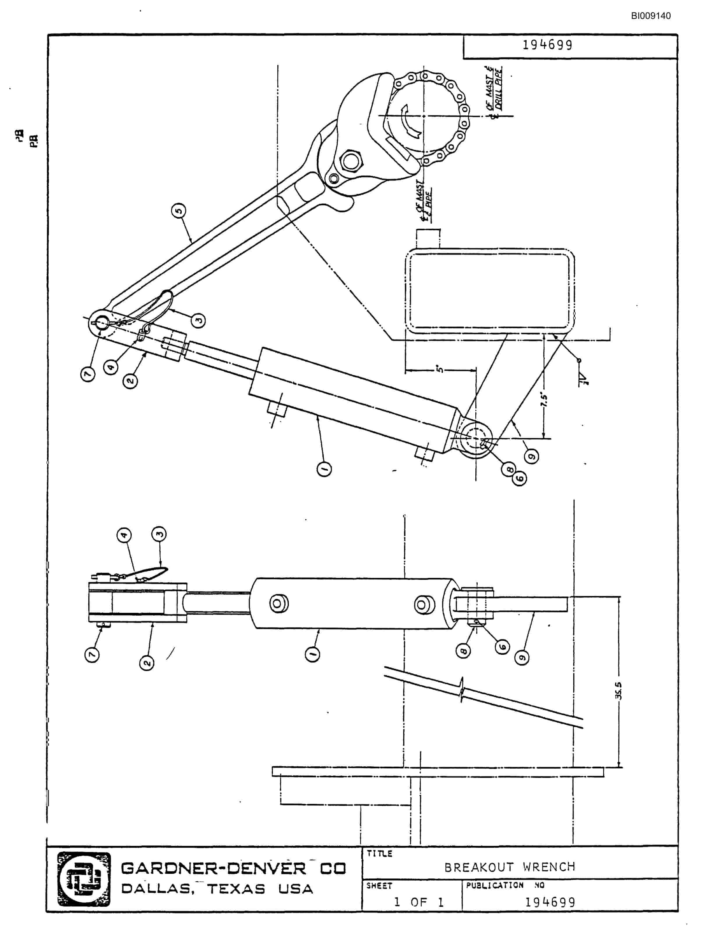 Bucyrus JB-798 Parts Catalog BI009140-3