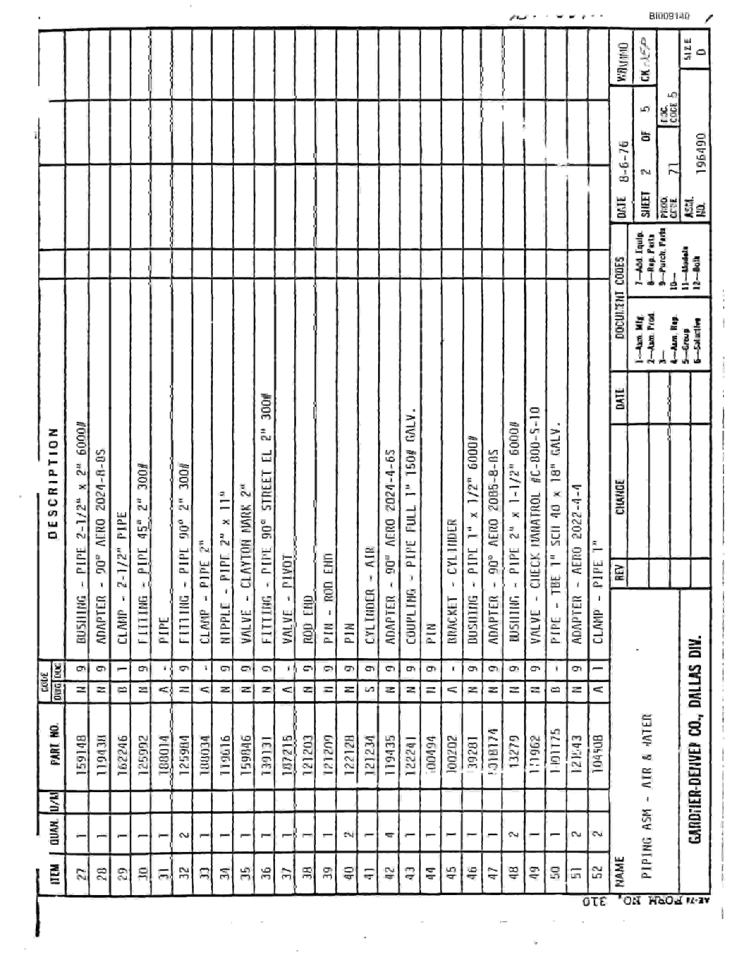 Bucyrus JB-798 Parts Catalog BI009140-5