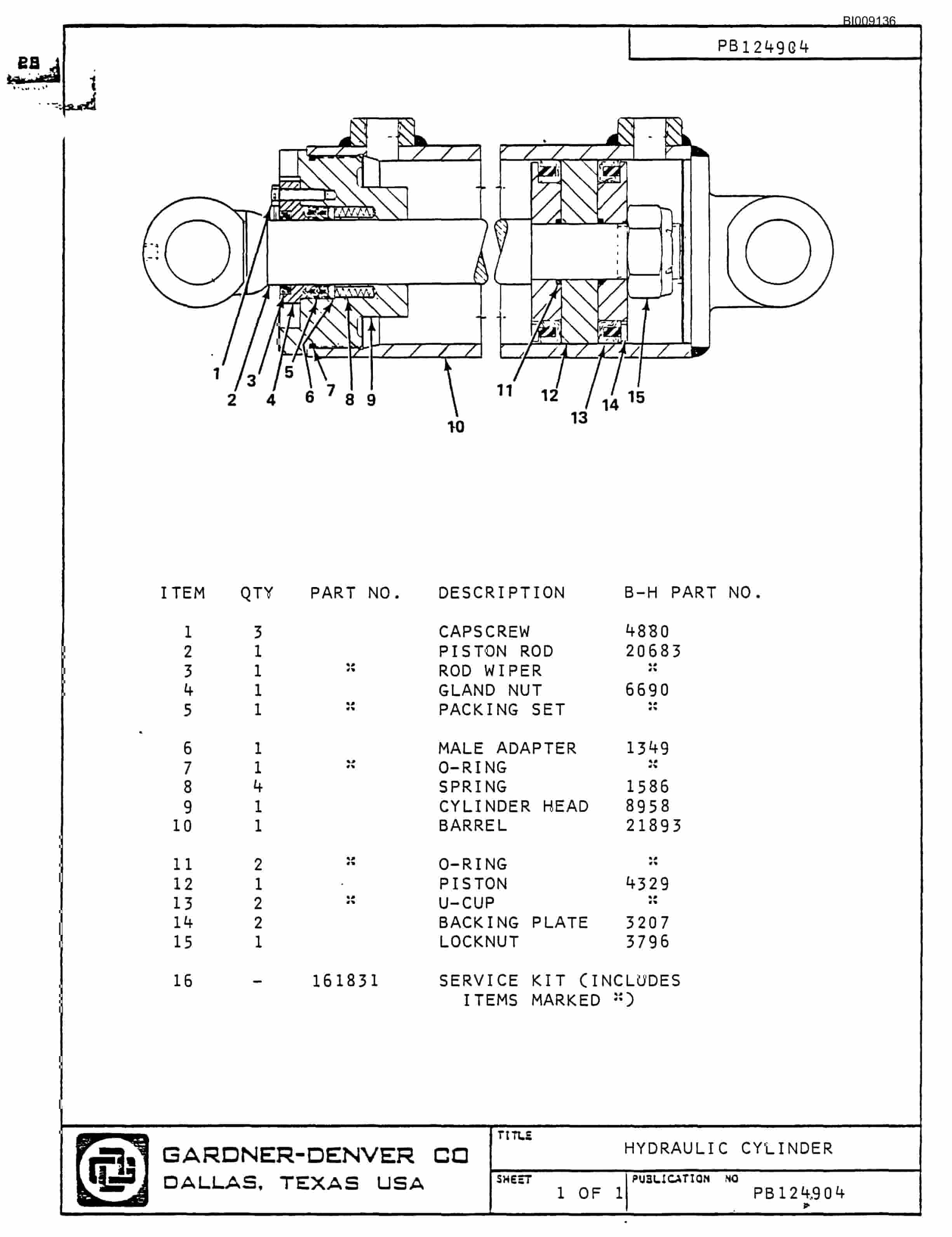 Bucyrus JB-800, JB-801 Parts Catalog BI009136-4