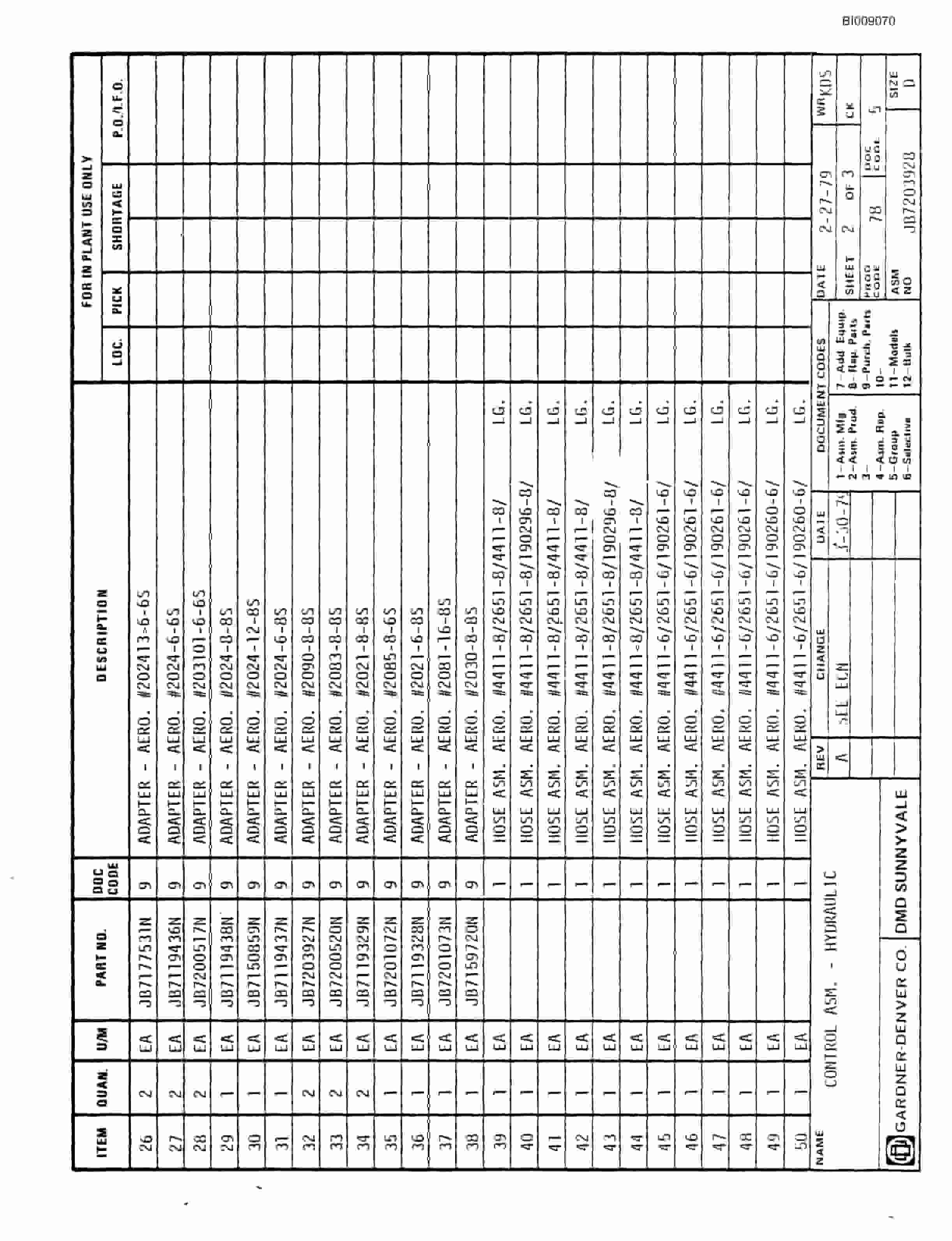 Bucyrus JB-811 Parts Catalog BI009070-3