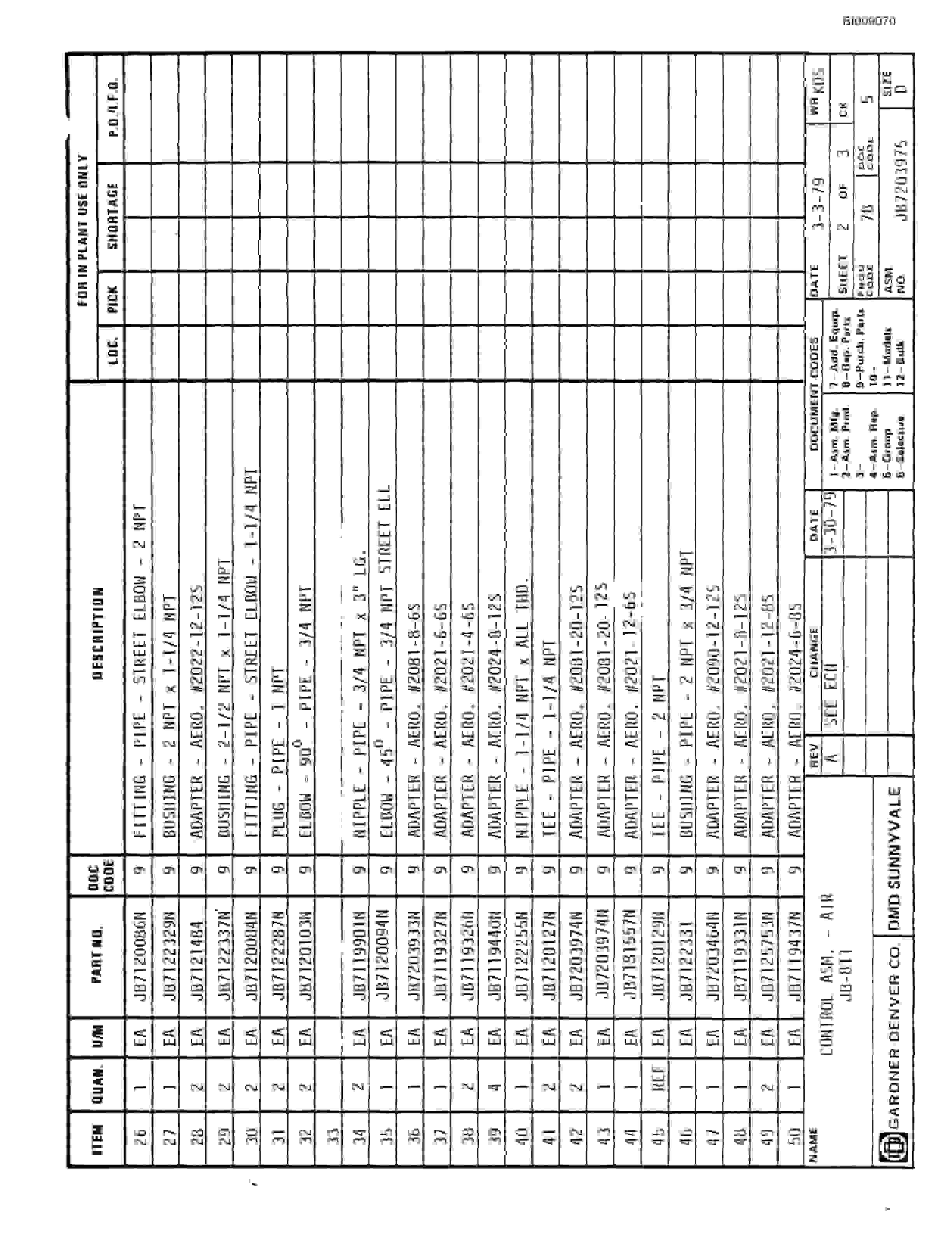Bucyrus JB-811 Parts Catalog BI009070-5