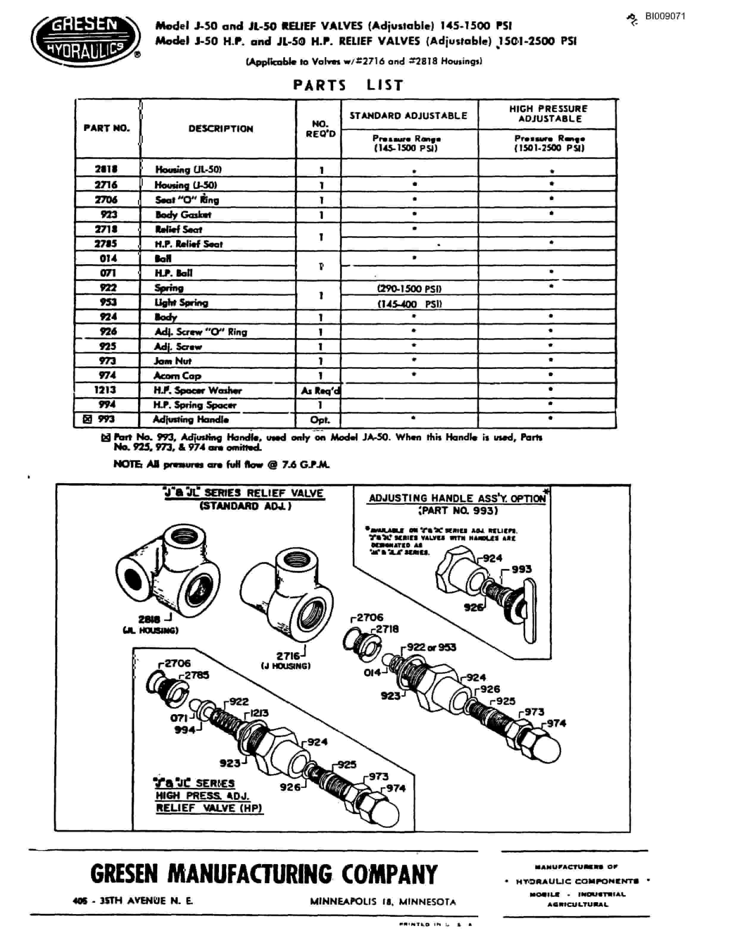 Bucyrus JB-812 Parts Catalog BI009071-4