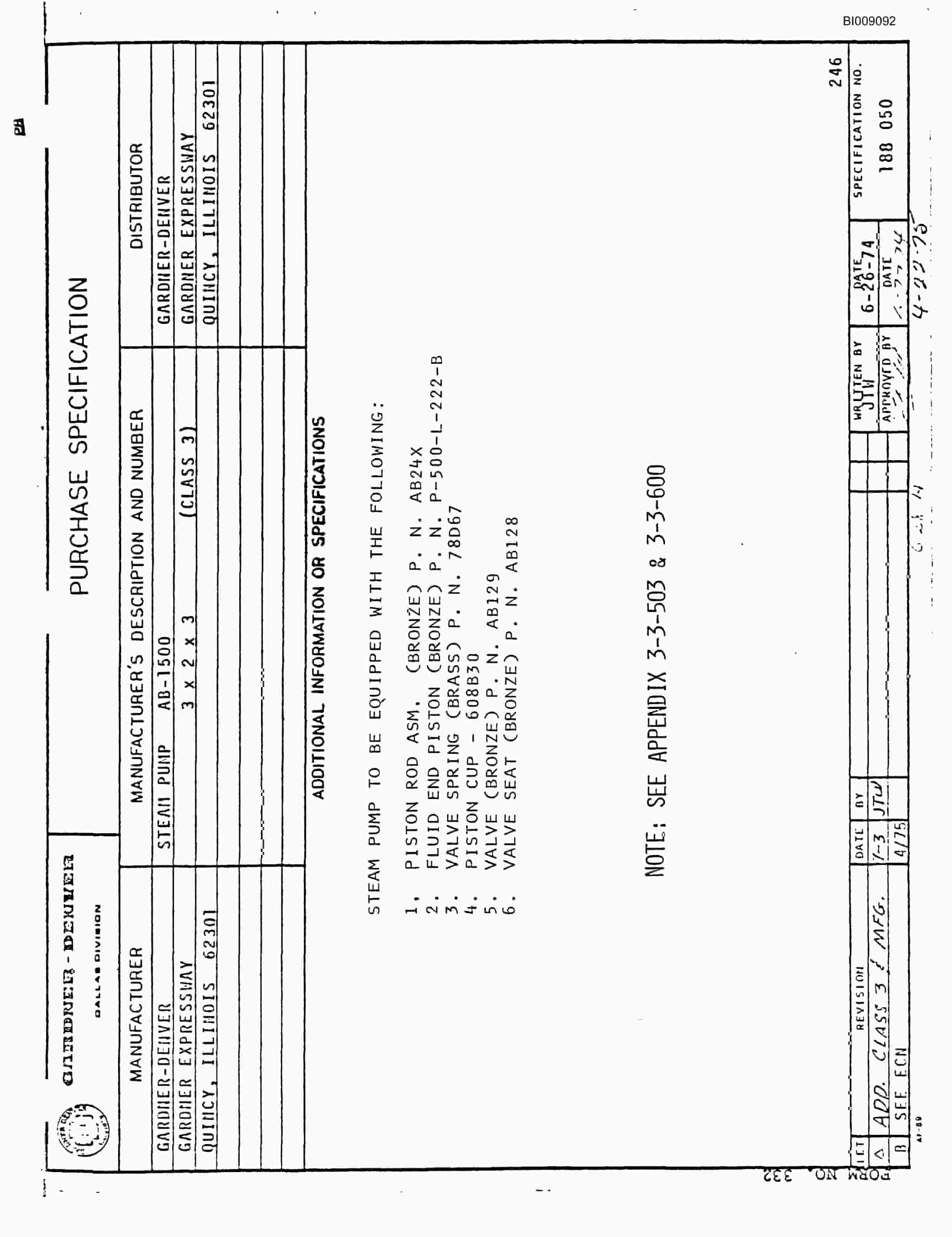 Bucyrus JB-814 Parts Catalog BI009092-3
