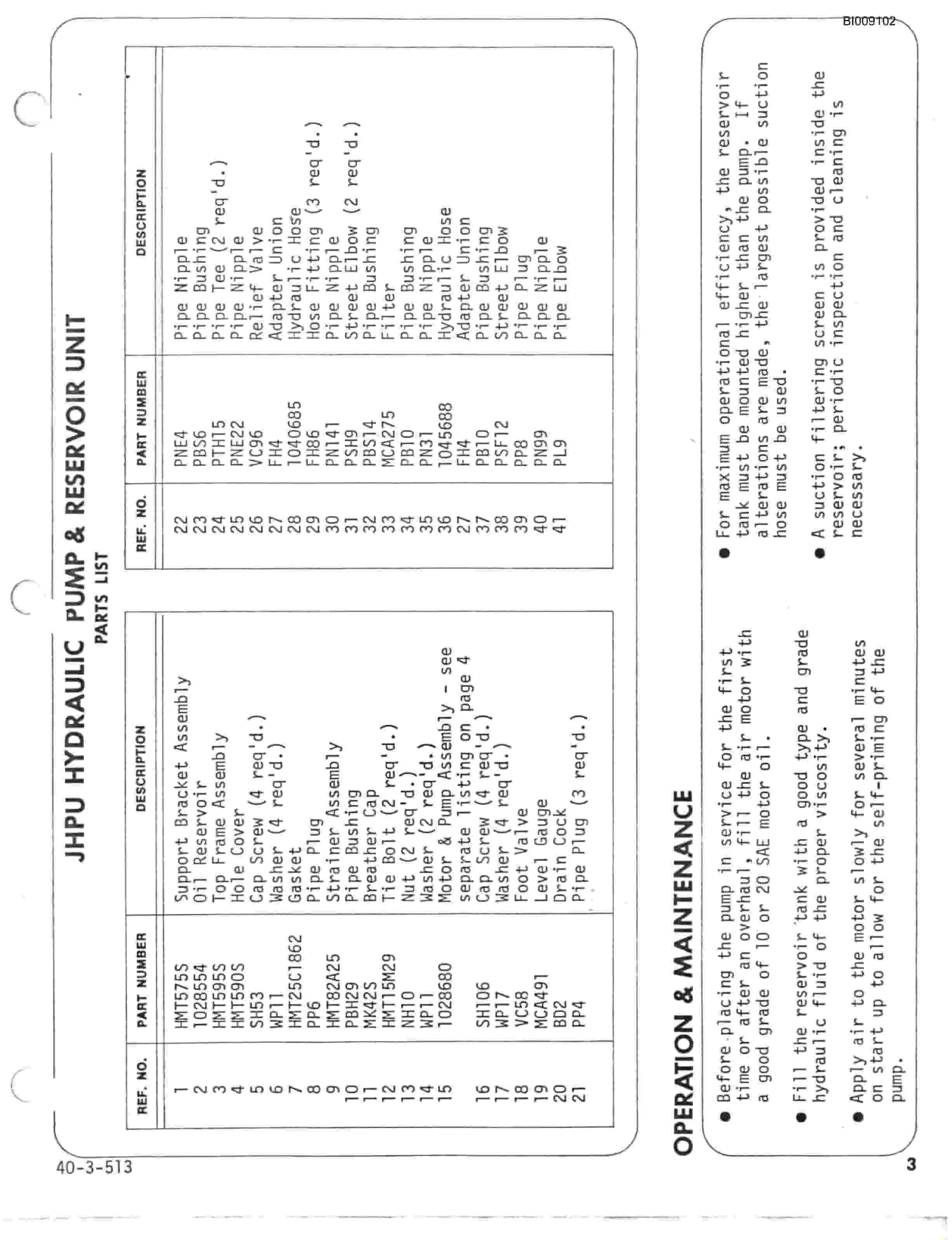 Bucyrus JB-815, JB-816, JB-817 Parts Catalog BI009102-3