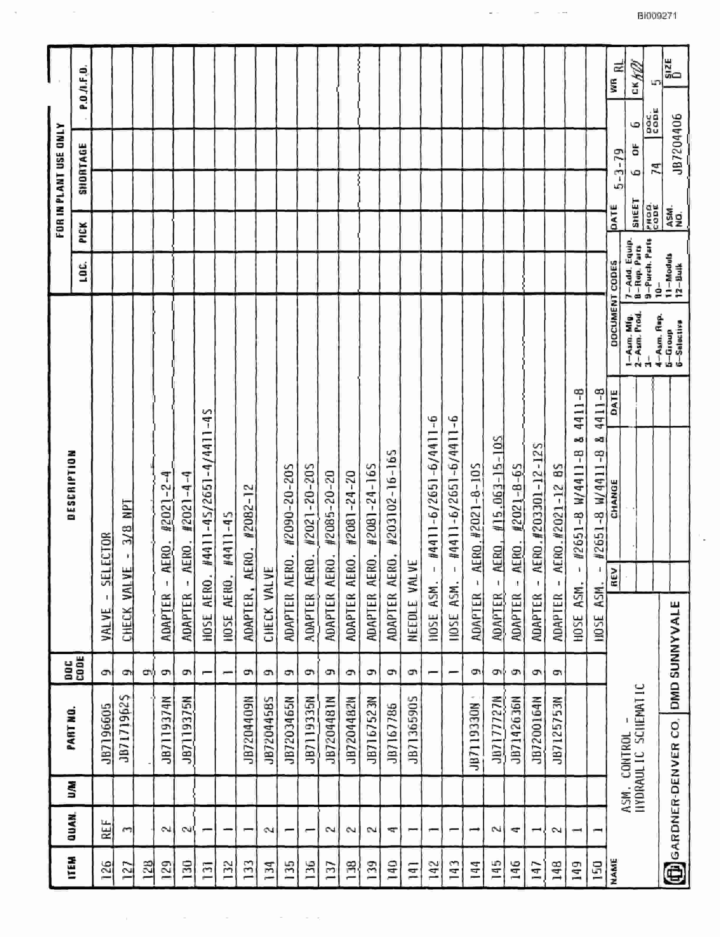 Bucyrus JB-821, JB-822 Parts Catalog BI009271-3