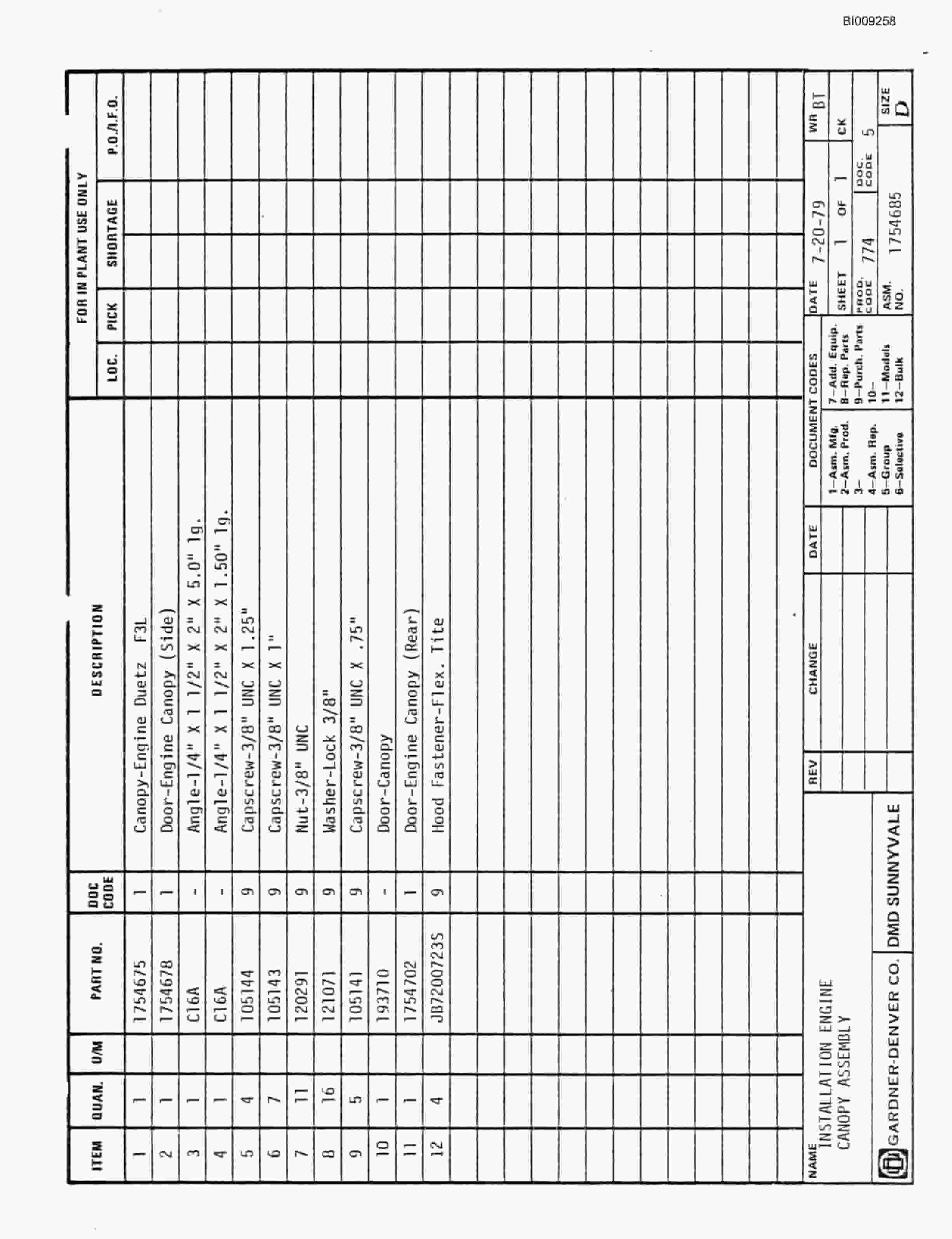 Bucyrus JB-832, JB-833, JB-834 Parts Catalog BI009258-2