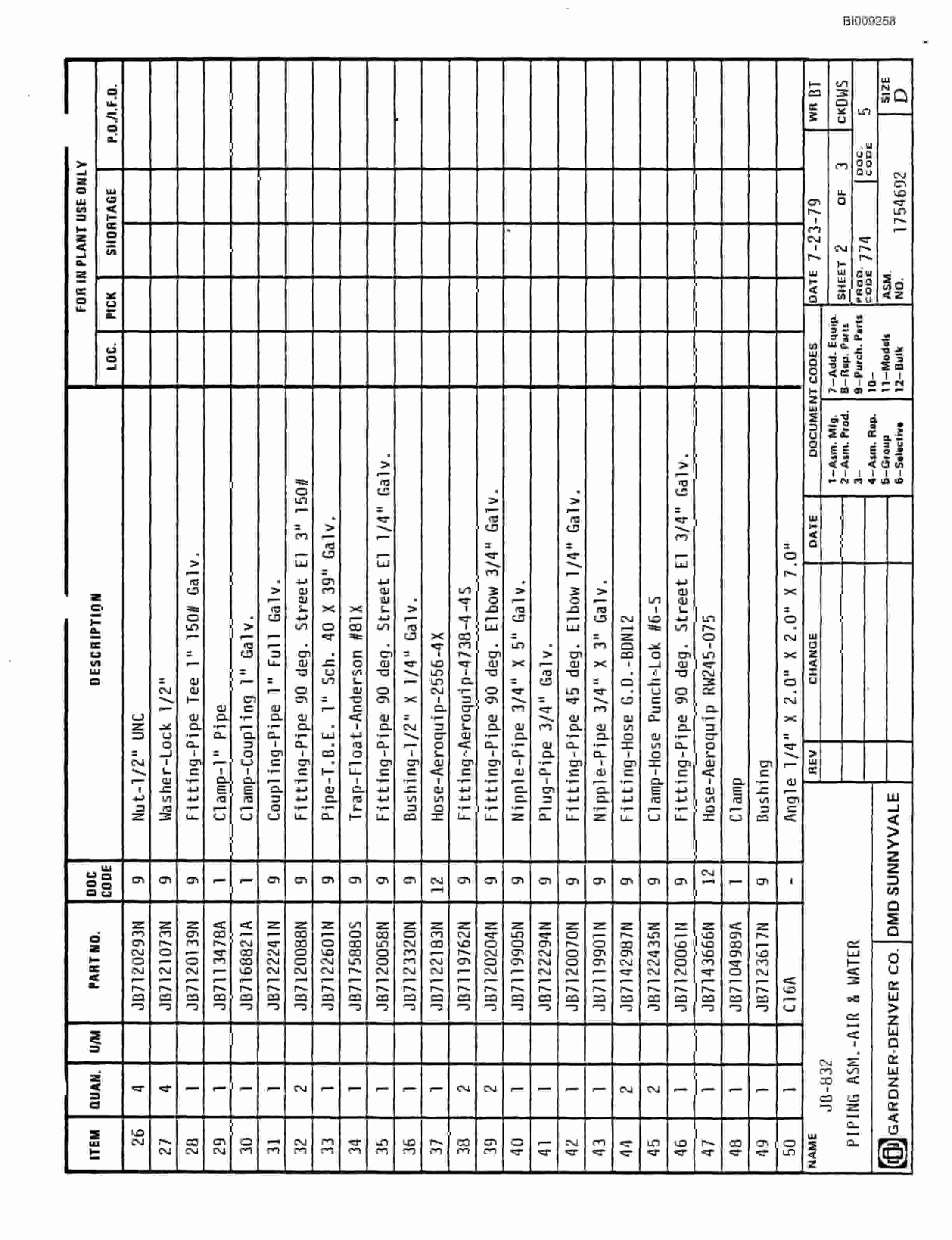 Bucyrus JB-832, JB-833, JB-834 Parts Catalog BI009258-5