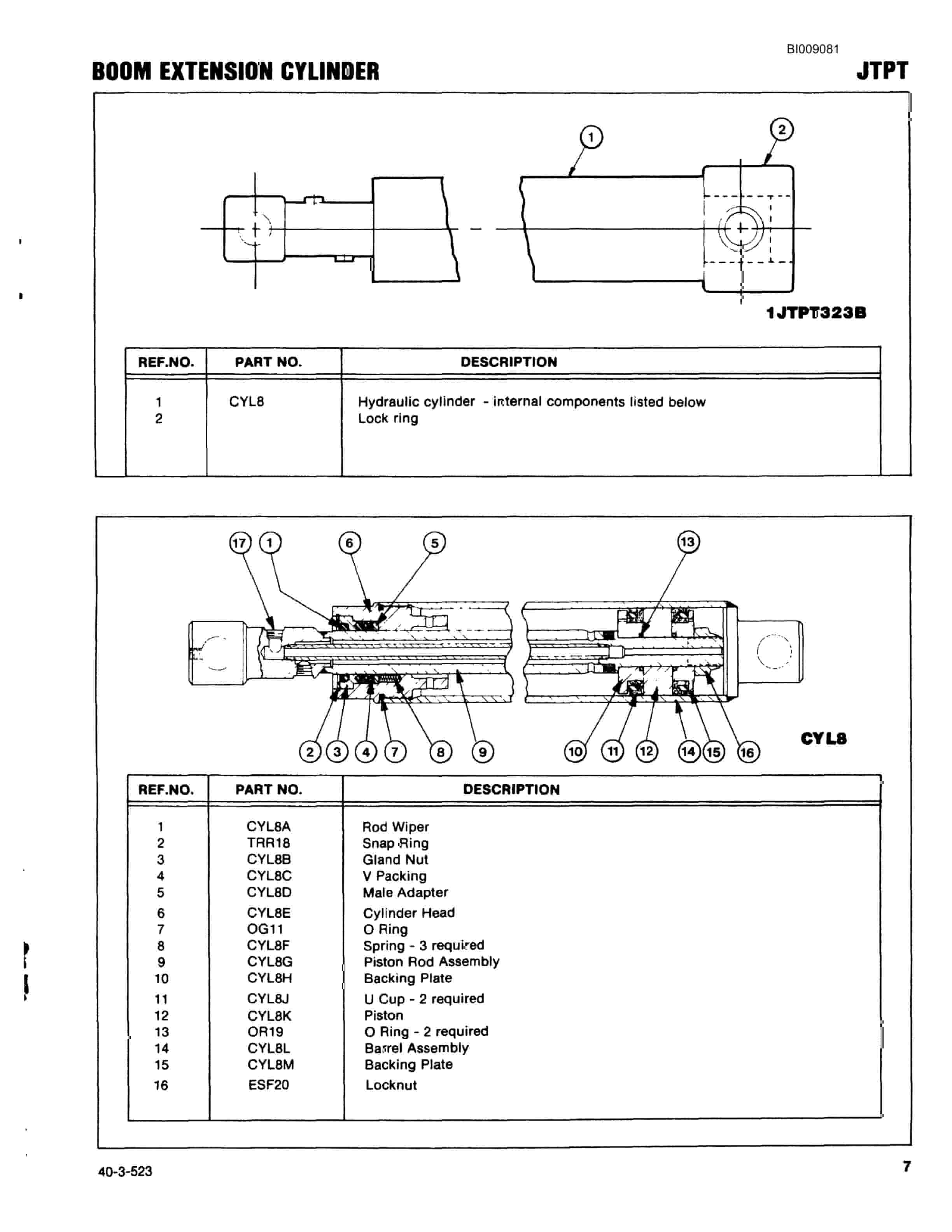 Bucyrus JB-836 Parts Catalog BI009081-3