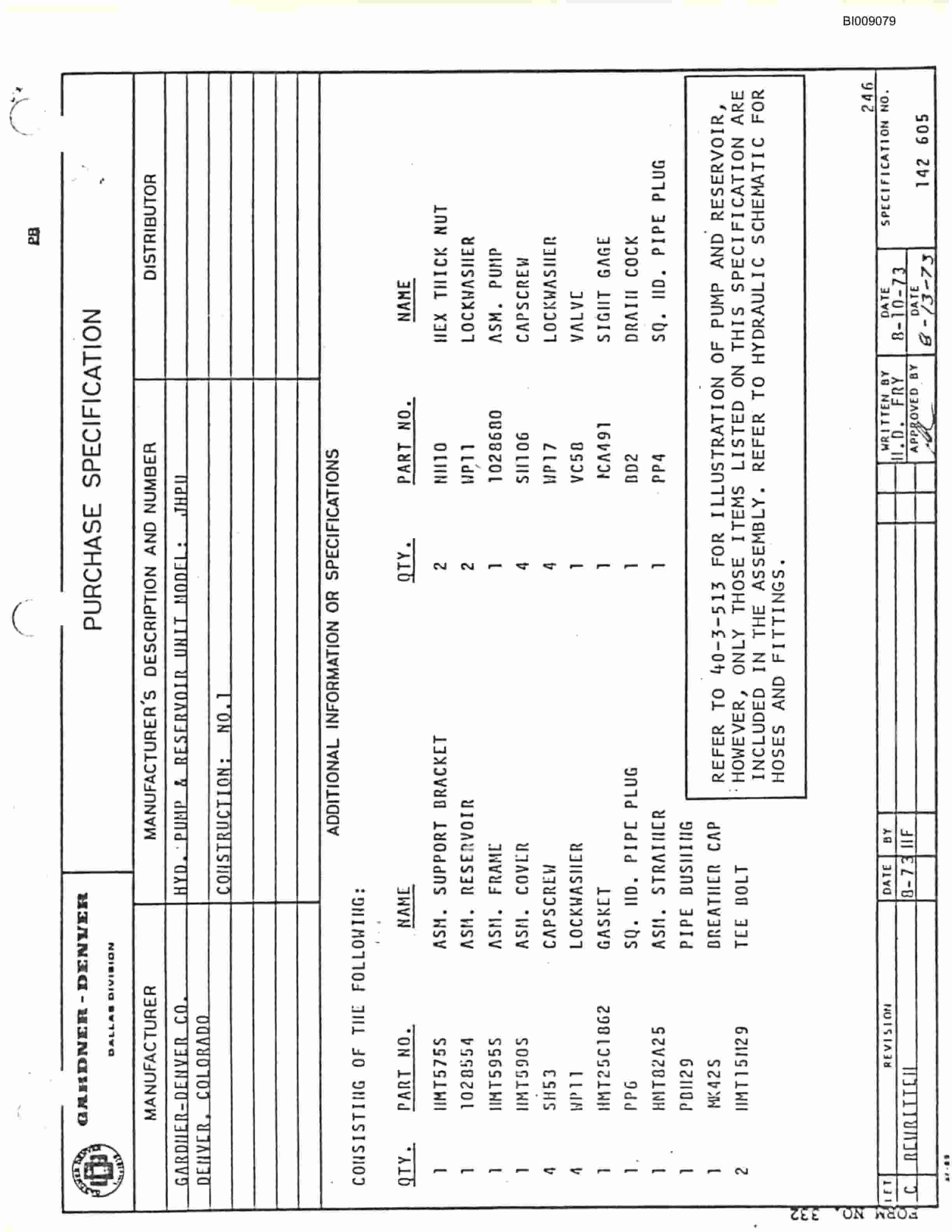 Bucyrus JB-838, JB-839 Parts Catalog BI009079-3