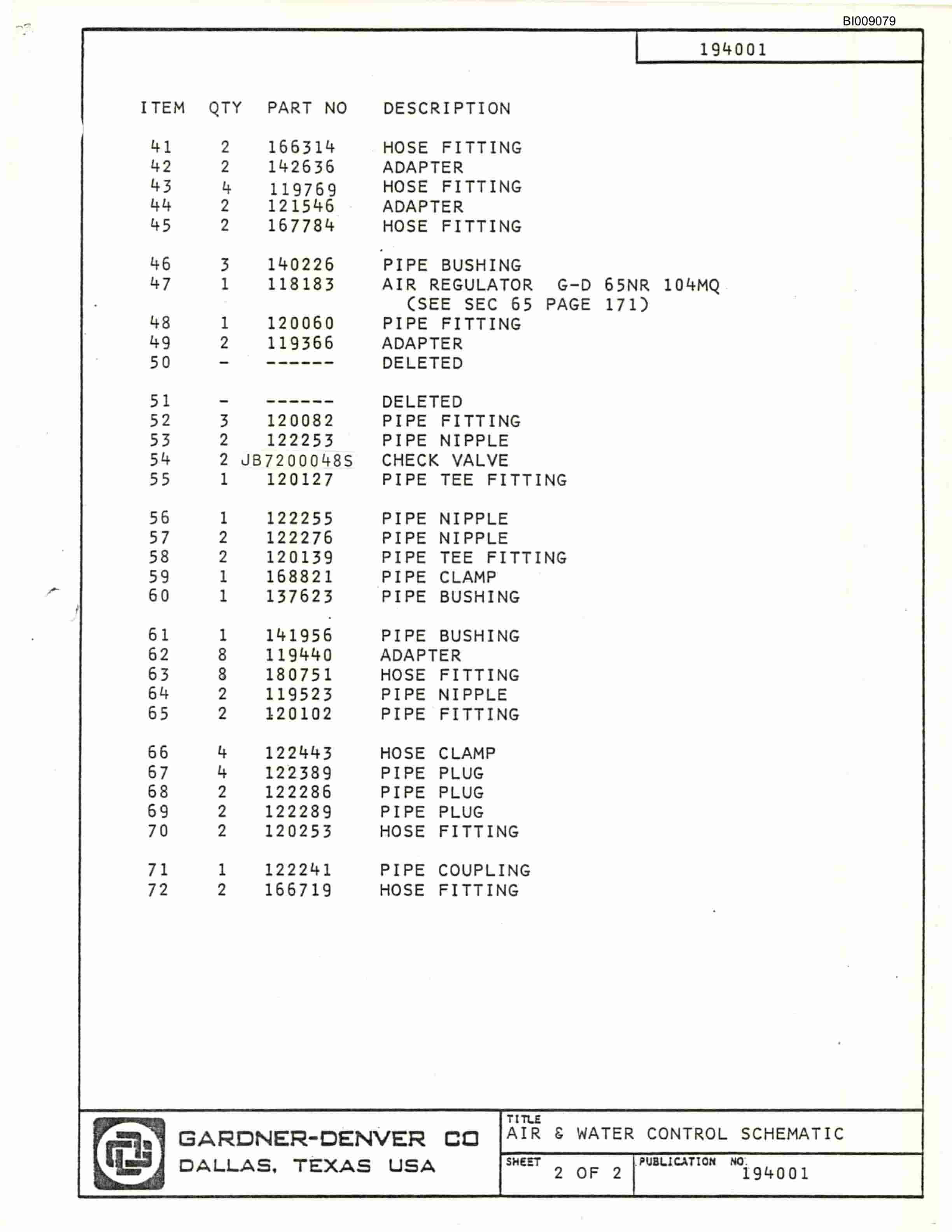 Bucyrus JB-838, JB-839 Parts Catalog BI009079-5