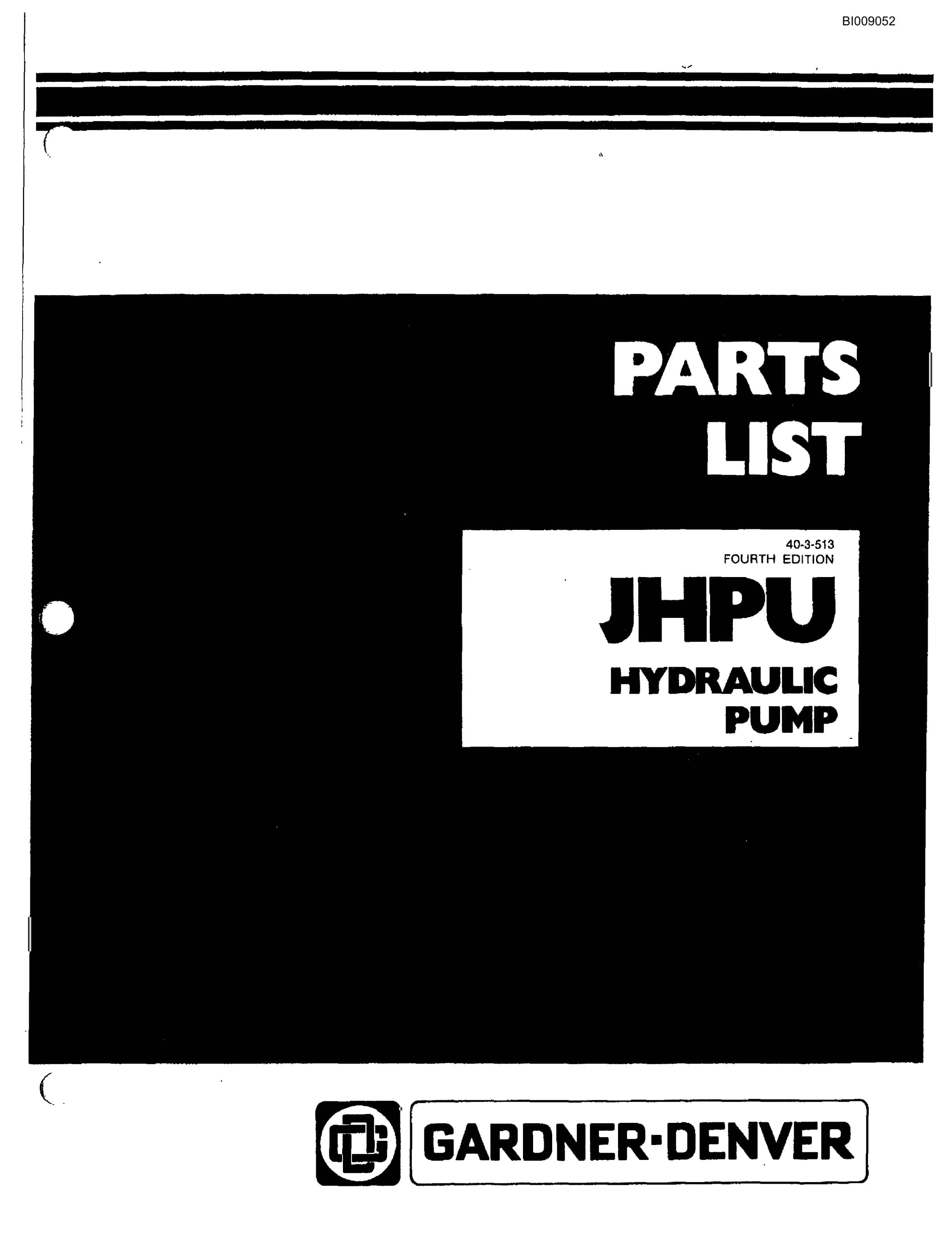 Bucyrus JB-843 Parts Catalog BI009052-3