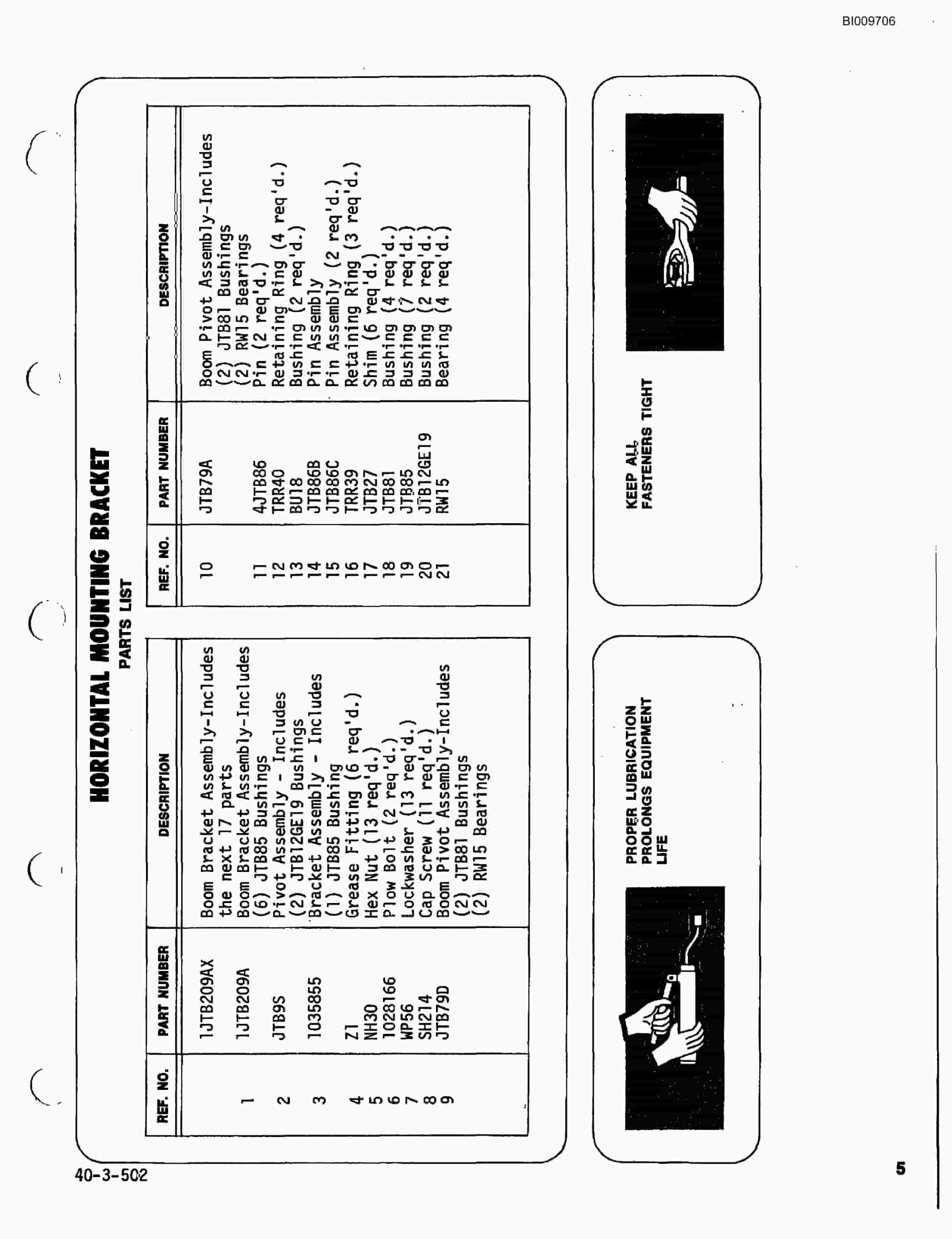 Bucyrus JB-845 Parts Catalog BI009706-3