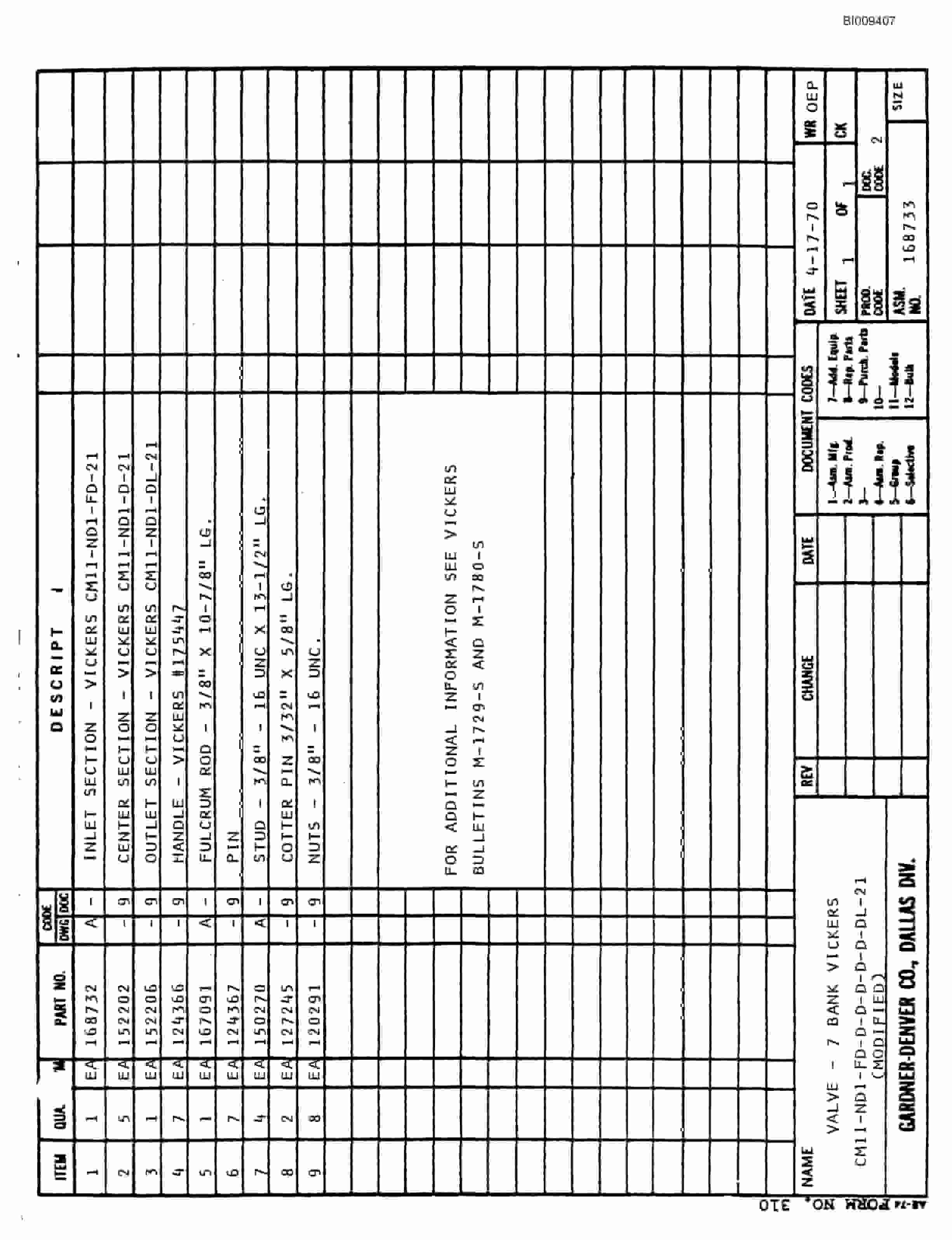 Bucyrus JB-858 Parts Catalog BI009407-3